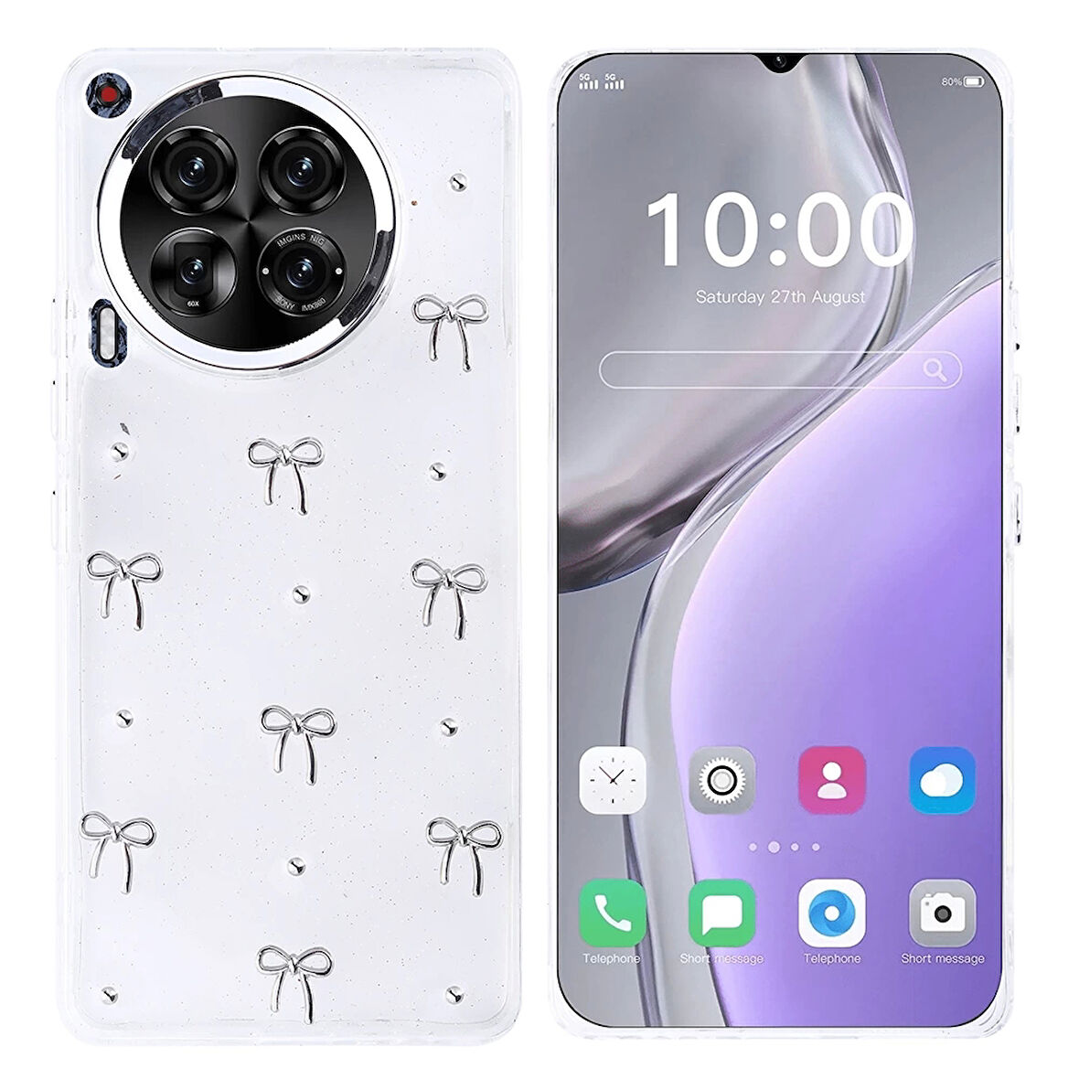 Tecno Camon 30 4G Uyuymlu Kılıf Airbag Tasarımlı Simli Şeffaf Kutup Kapak