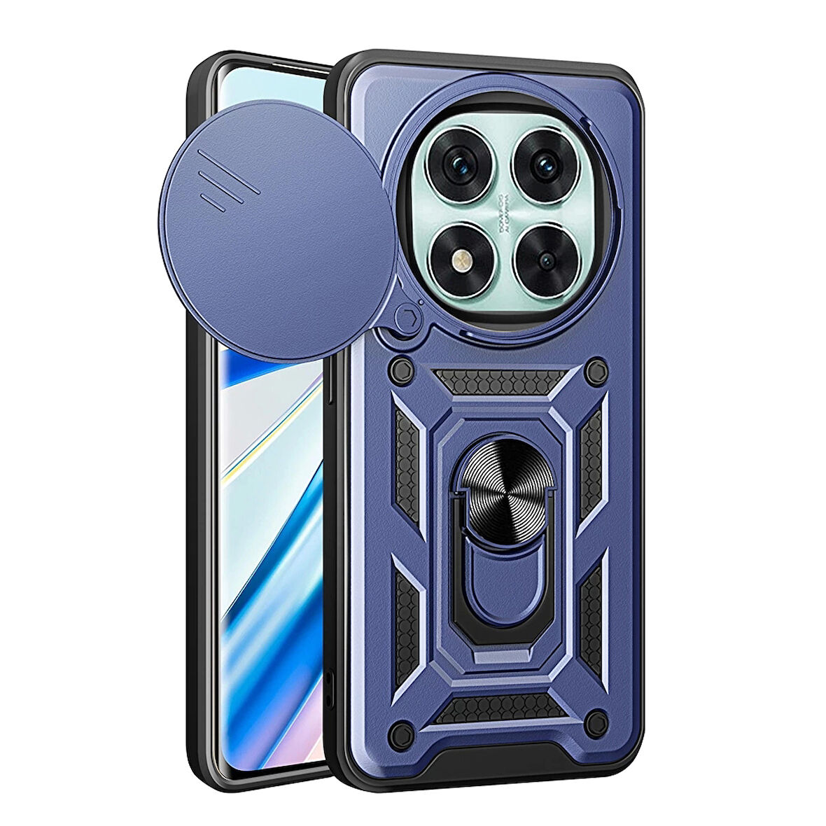 Xiaomi Poco X7 Uyumlu Kılıf Magnetik Standlı Kamera Korumalı Sürgülü Kapak