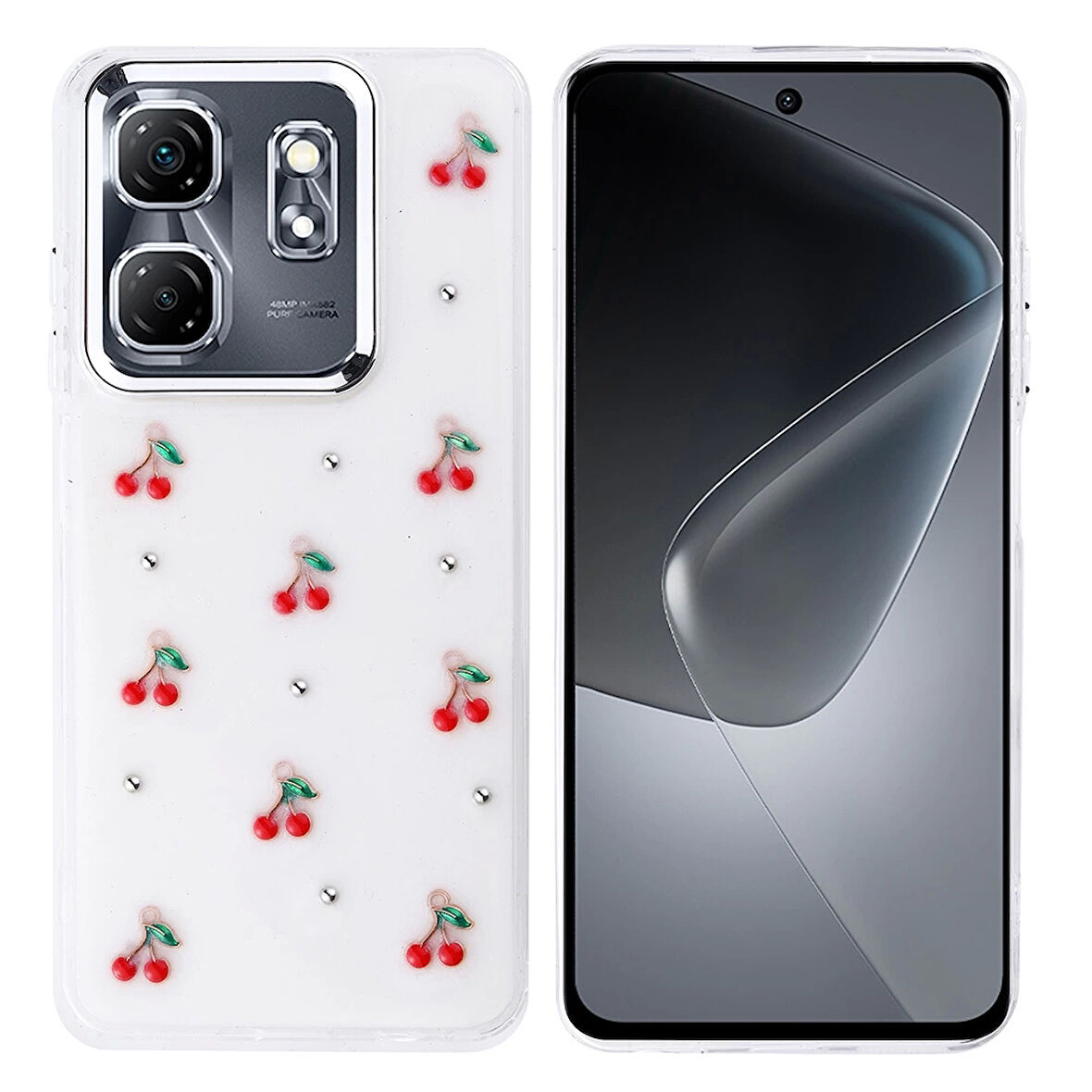 İnfinix Smart 9 Uyumlu Kılıf Airbag Tasarımlı Simli Şeffaf Kutup Kapak