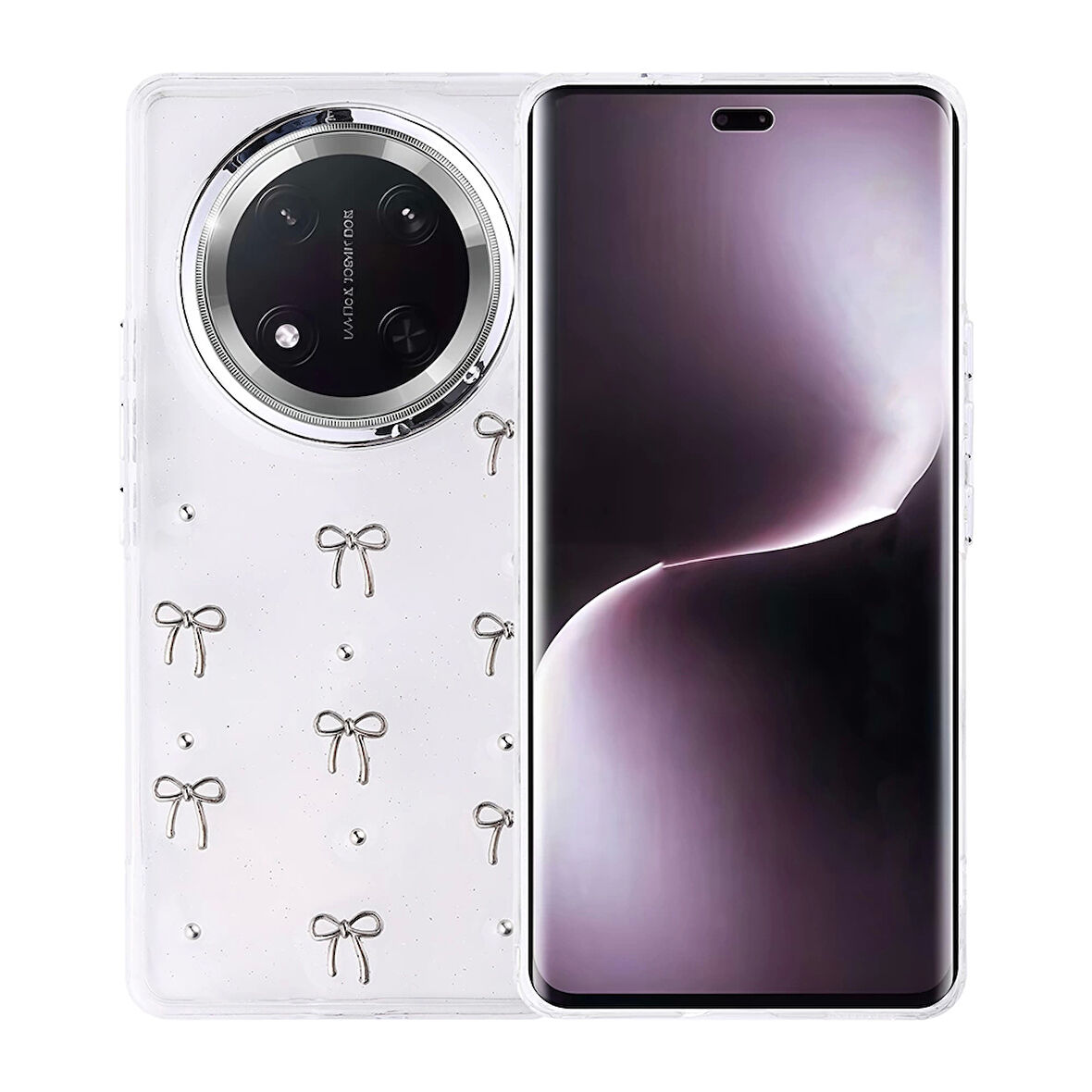 Honor Magic 7 Lite Uyumlu Kılıf Airbag Tasarımlı Simli Şeffaf Kutup Kapak