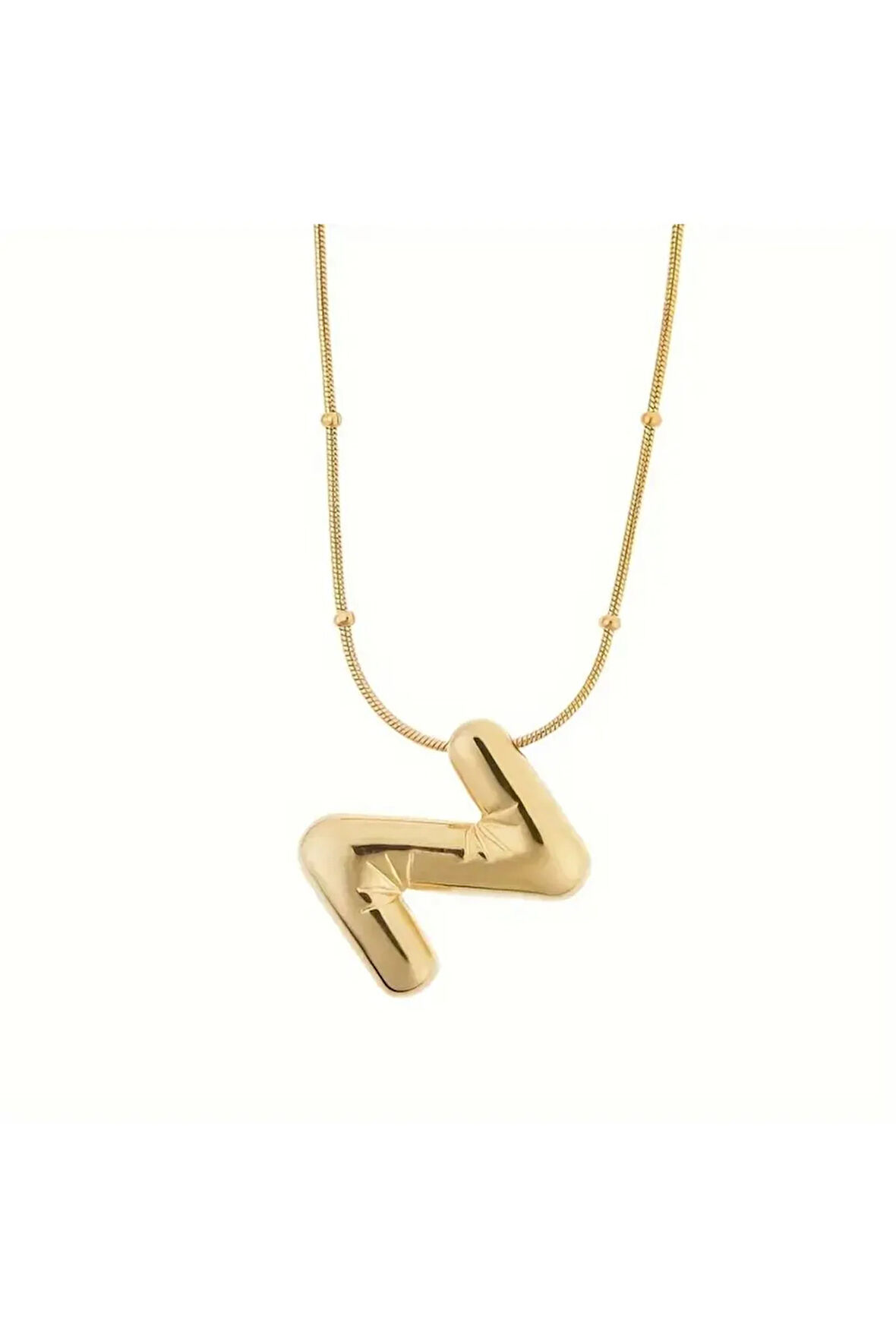 Kadın Çelik Kolye - Altın Kaplama Z Harfi Balon Harf Kadın Kolye