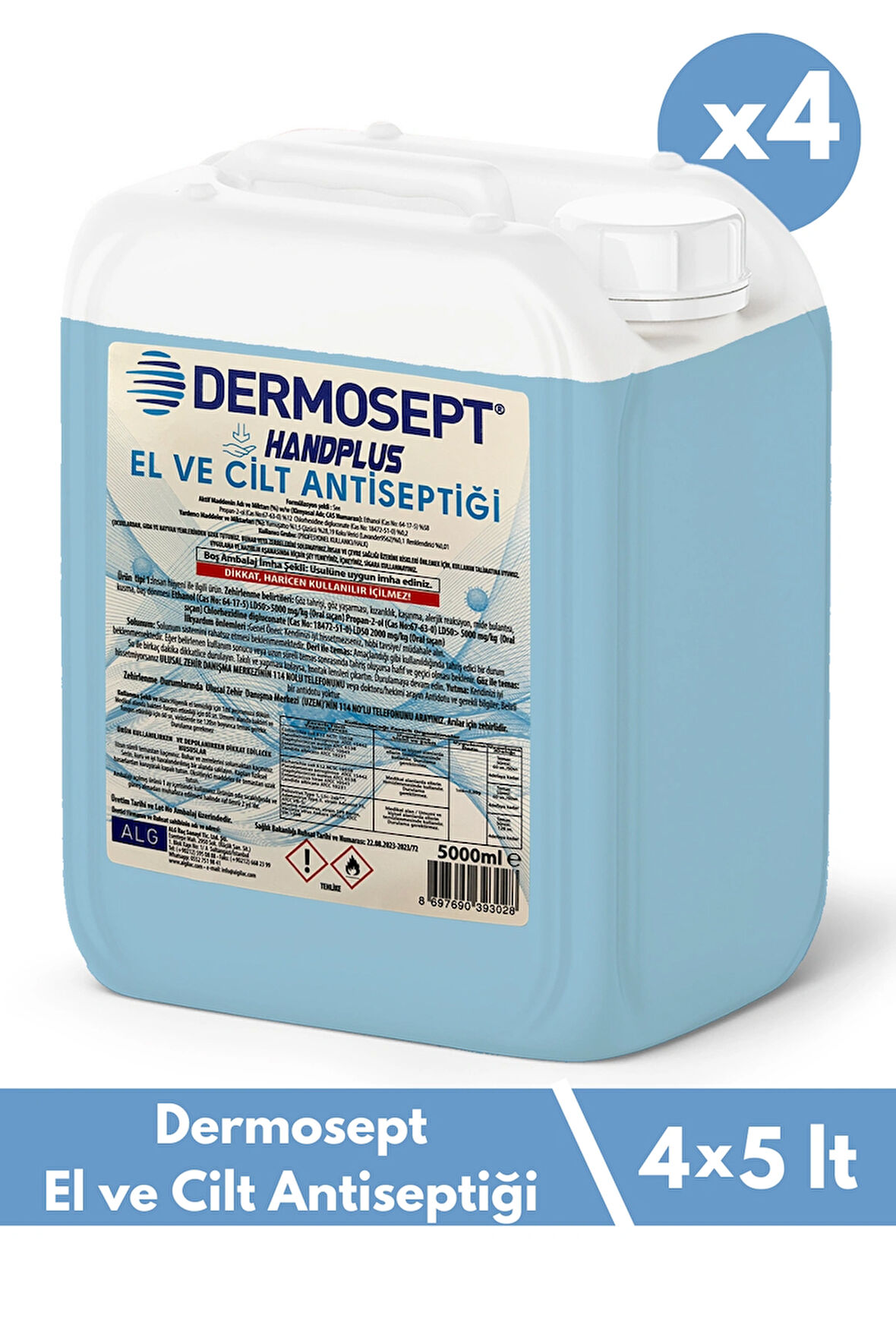 Dermosept Handplus El ve Cilt Antiseptiği 5 L - 4 Lü Paket