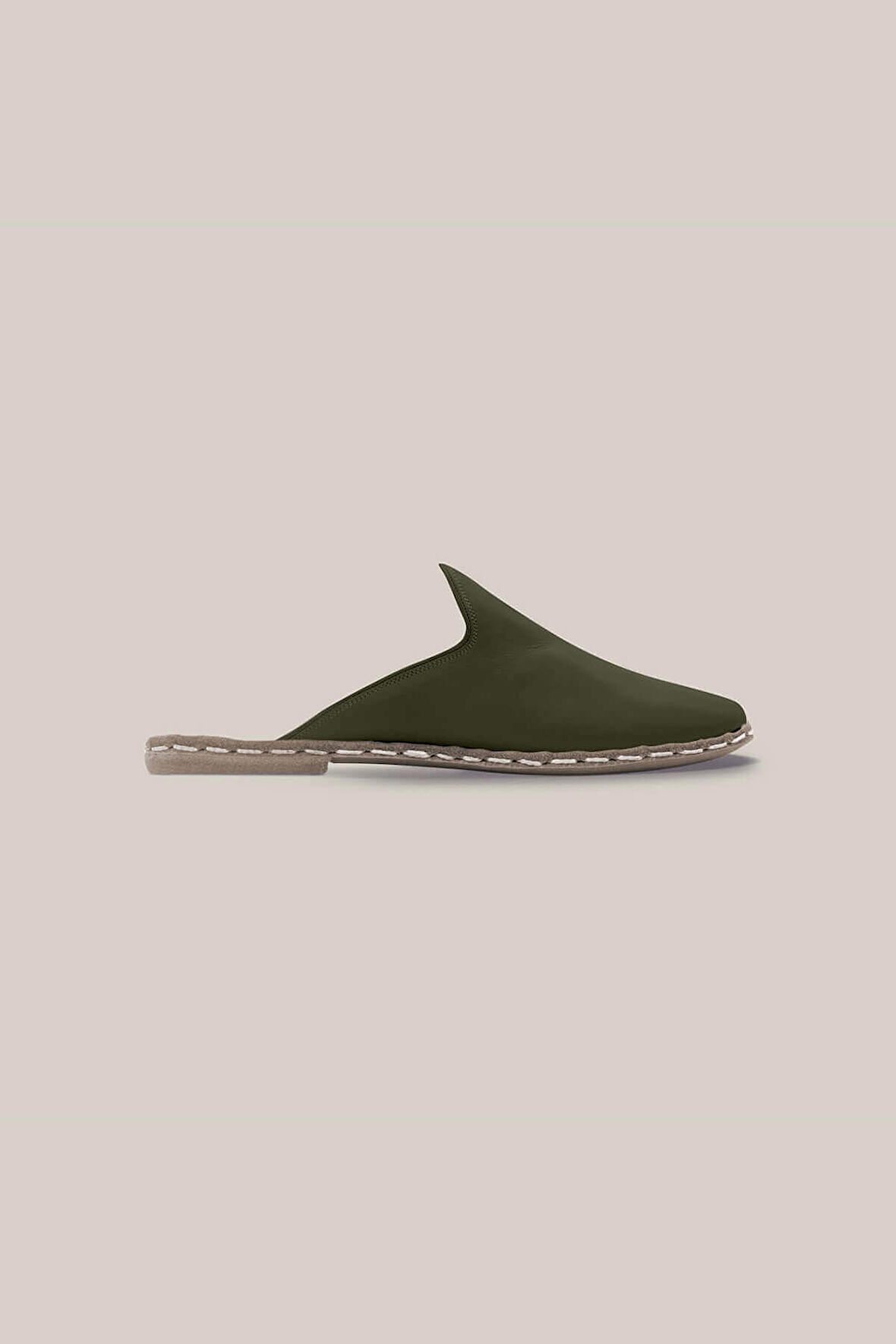 Women Classical Mule Leather Almond Green