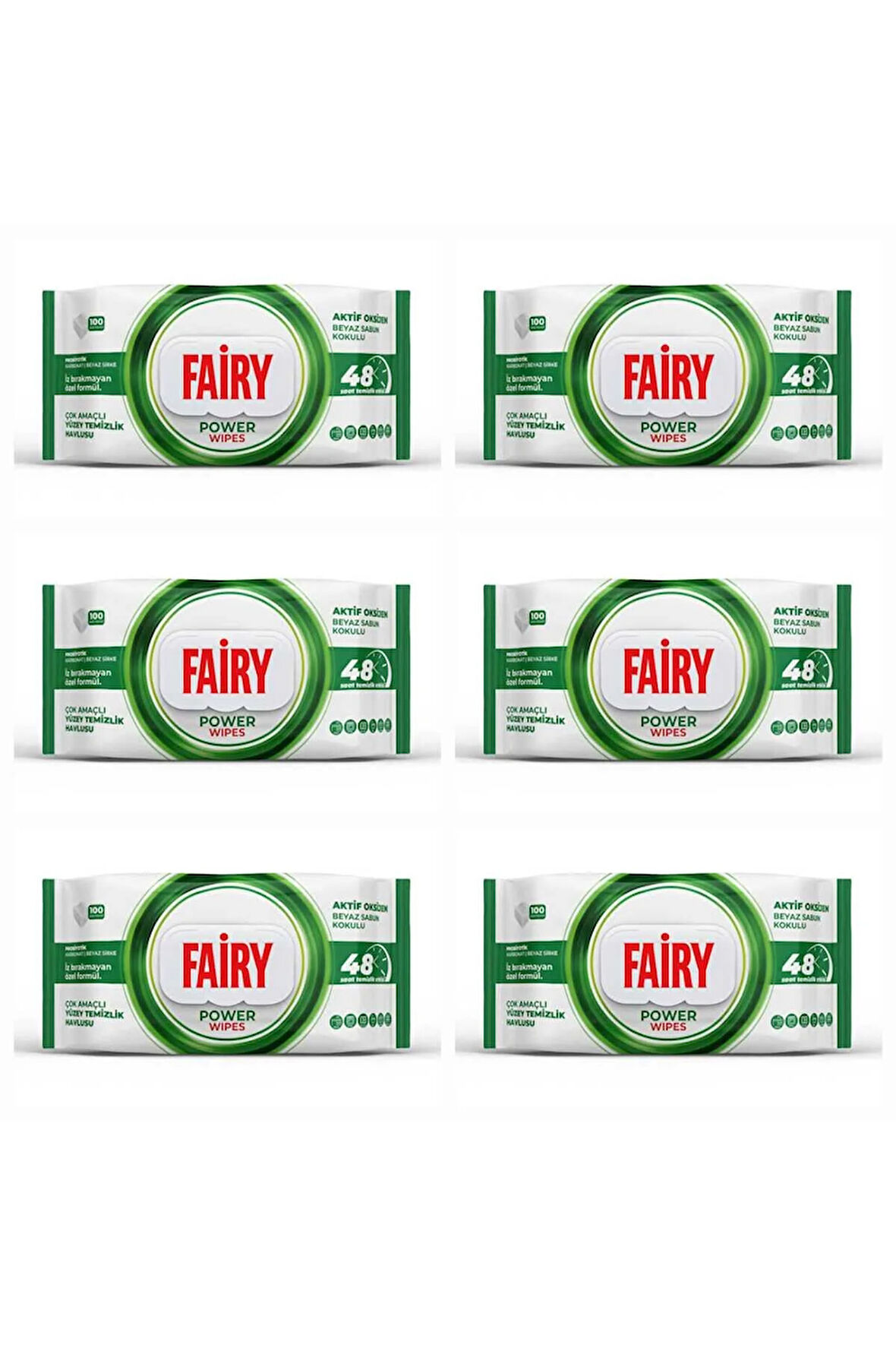 Power Wipes Yüzey Temizlik Havlusu 100 Yaprak 6 Adet Beyaz Sabun