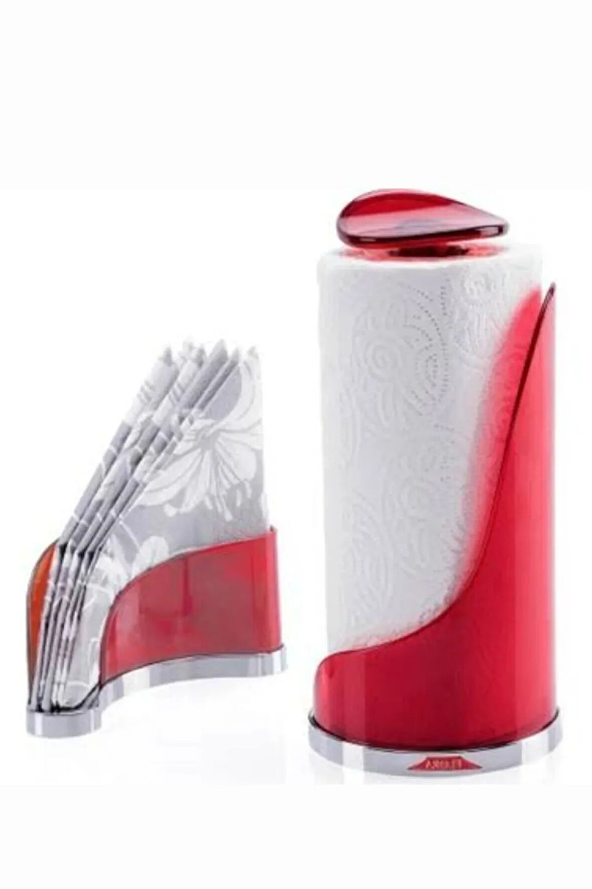 Kırmızı Flora Carmen havluluk ve peçetelik seti, şık ve kullanışlı tasarım