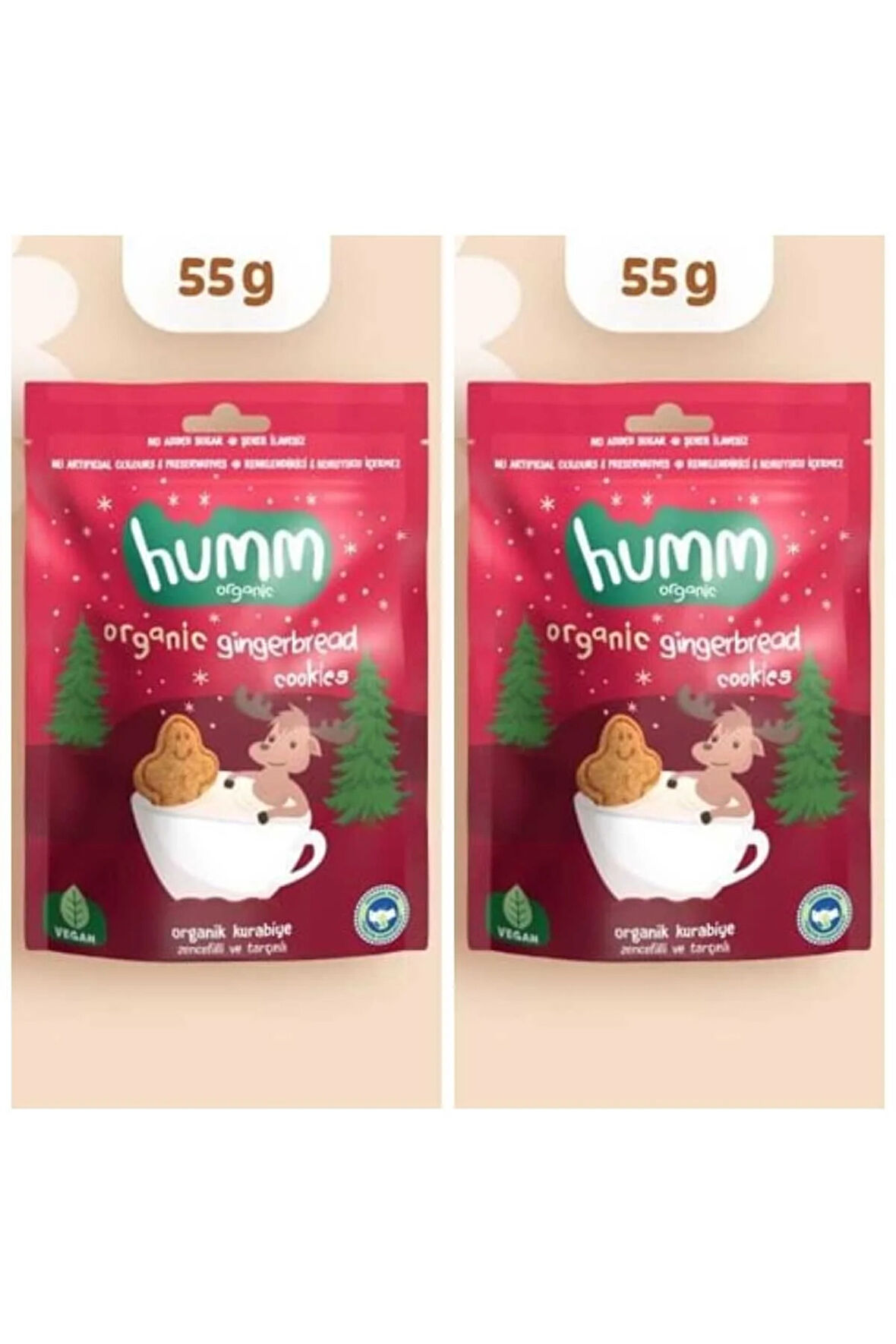 Organik Vegan Zencefilli ve Tarçınlı Kurabiye - 55g*2 adet