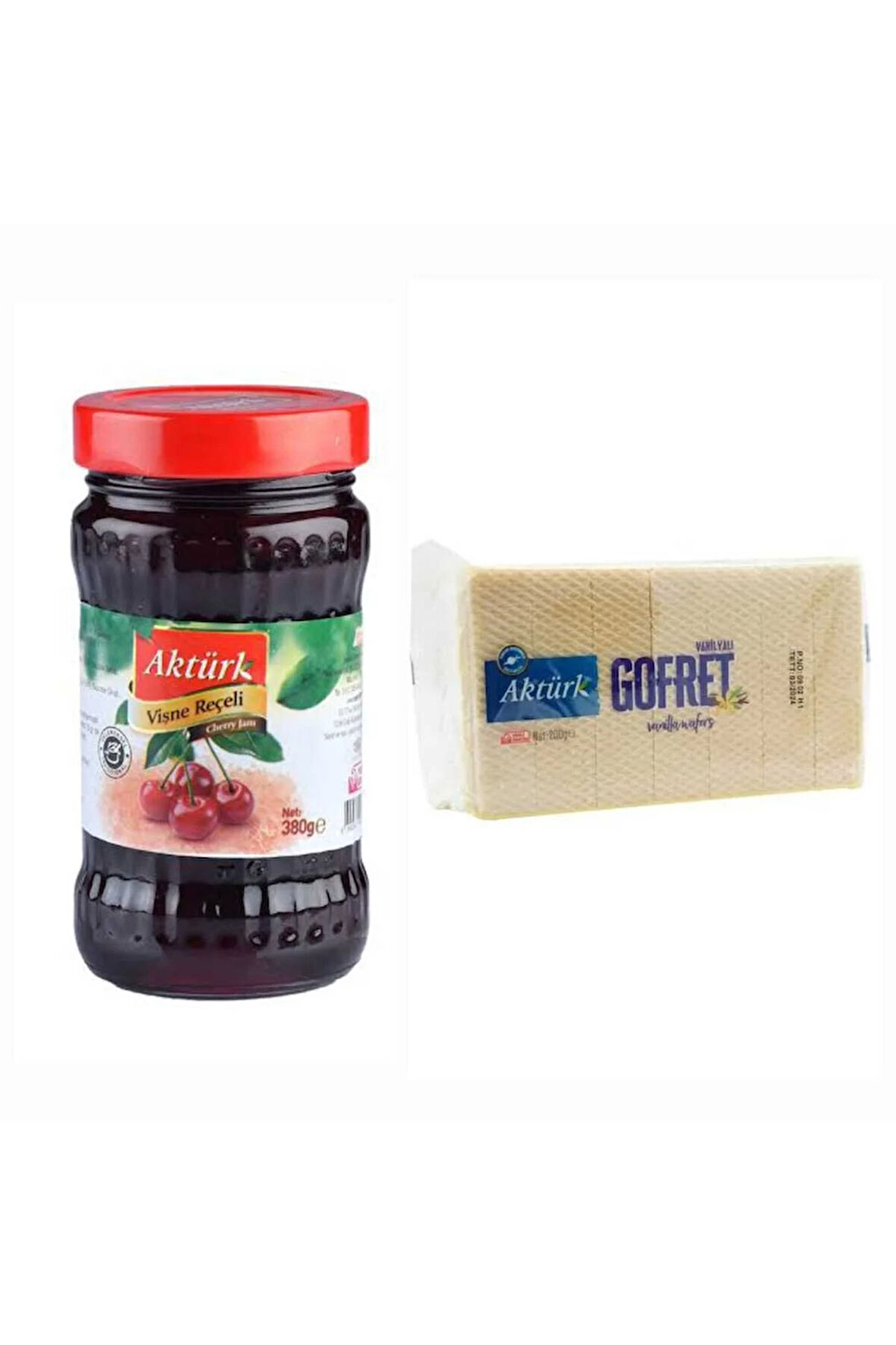 AKTÜRK 380 GR VİŞNE REÇELİ VE 200 GR AKTÜRK VANİLYALI GOFRET