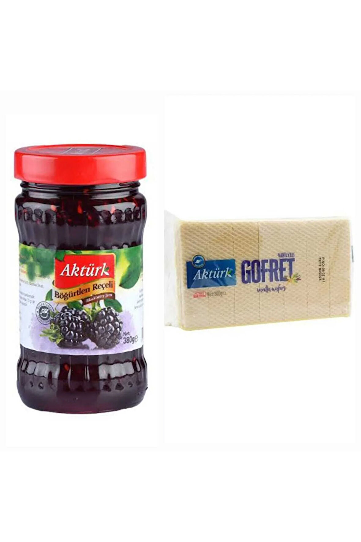 AKTÜRK 380 GR BÖĞÜRTLEN REÇELİ VE 200 GR VANİLYALI GOFRET