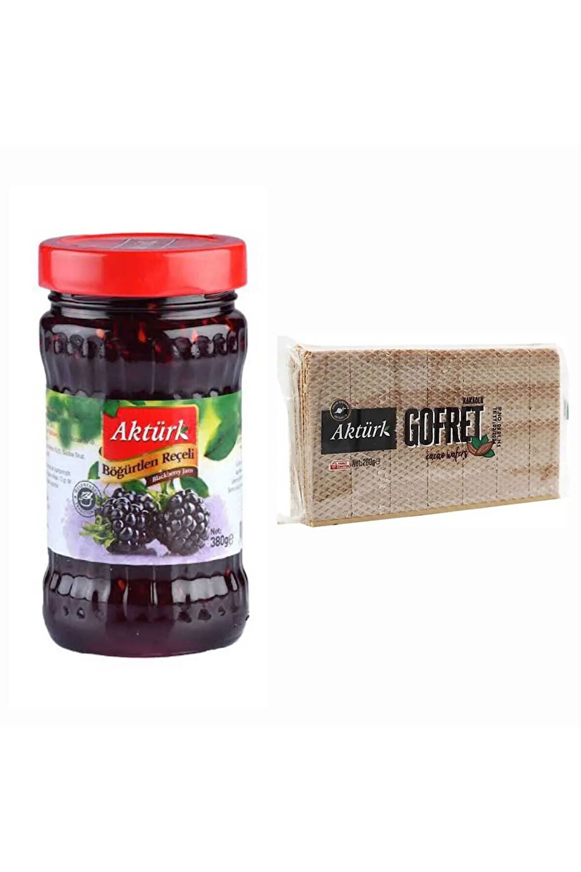 AKTÜRK 380 GR BÖĞÜRTLEN REÇELİ VE 200 GR KAKAOLU GOFRET