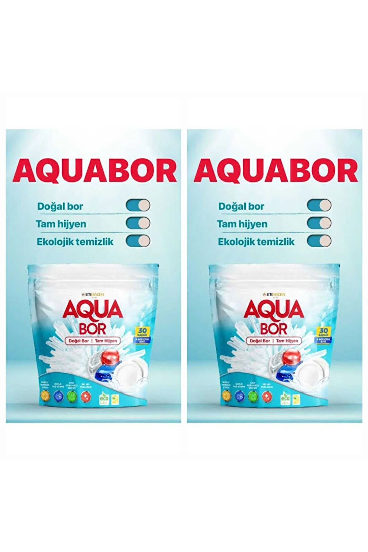 Doğal Mineralli Bulaşık makinesi Tableti 2 paket *30 kapsül.