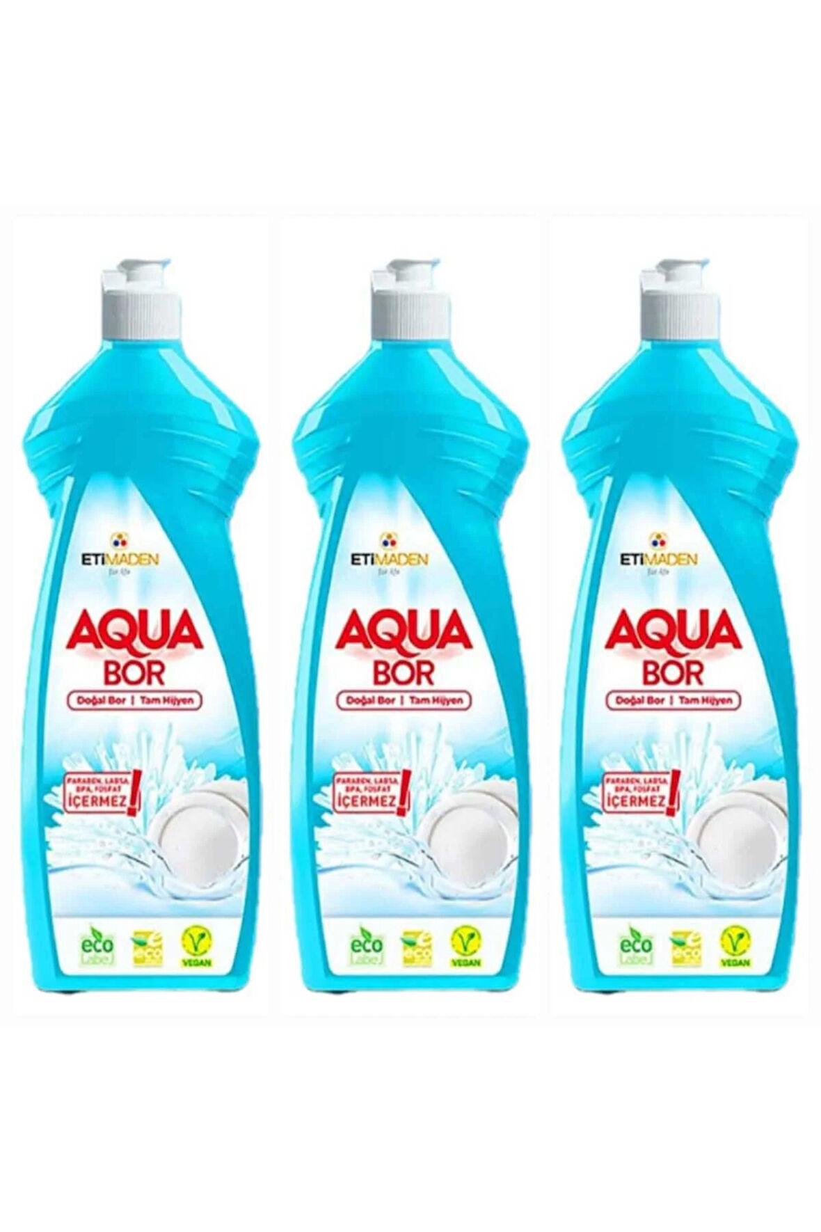 AQUABOR DOĞAL MİNERALLİ ELDE YIKAMA BULAŞIK DETERJANI 3 ADET.