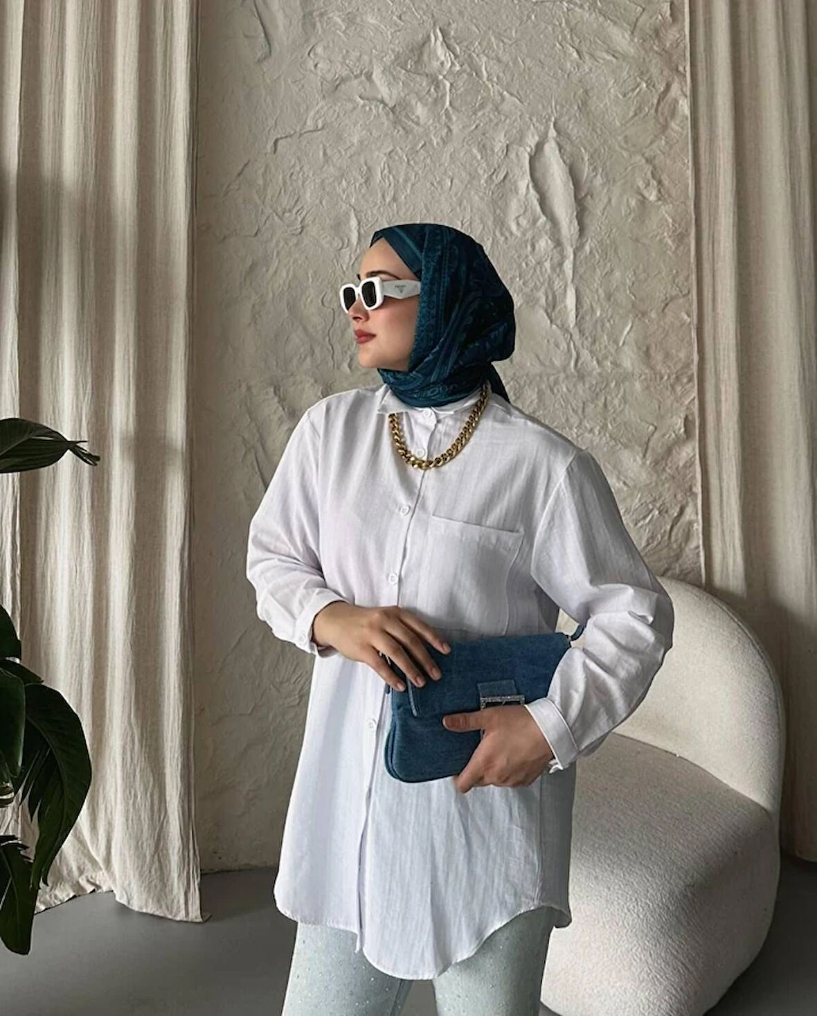 Serelina Uzun Kollu Astarsız Yazlık Gömlek TNS-4142