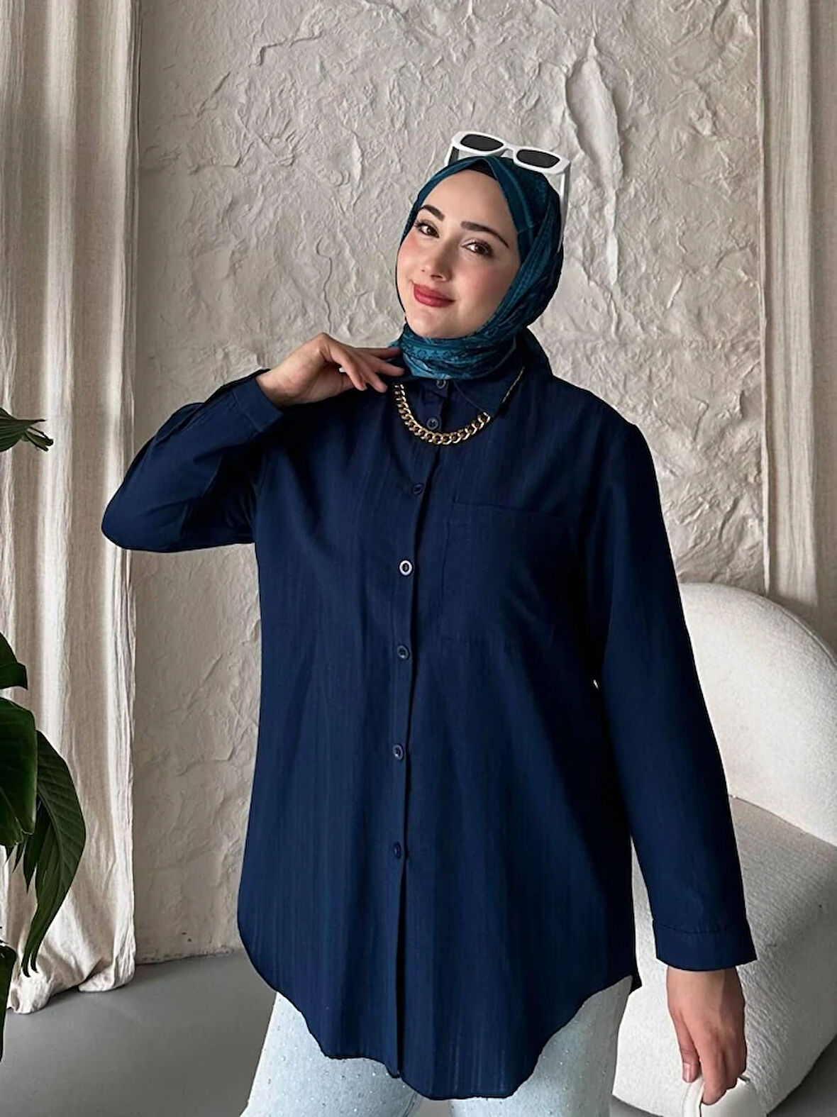 Serelina Uzun Kollu Astarsız Yazlık Gömlek TNS-4142