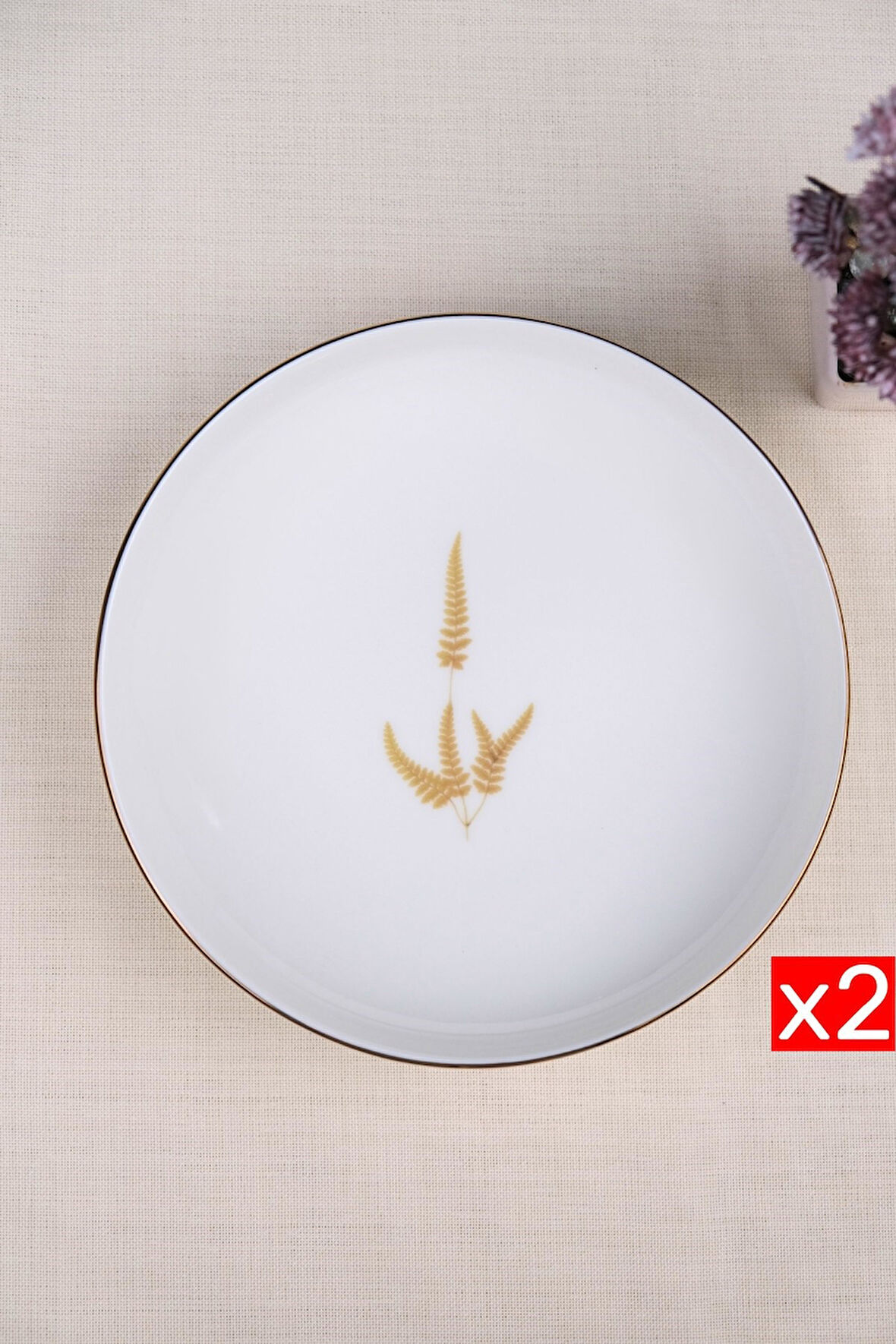 Tabak Evi Porselen Natura Marinum Altın Yaldız Çukur Tabak 18,50cm 2 li