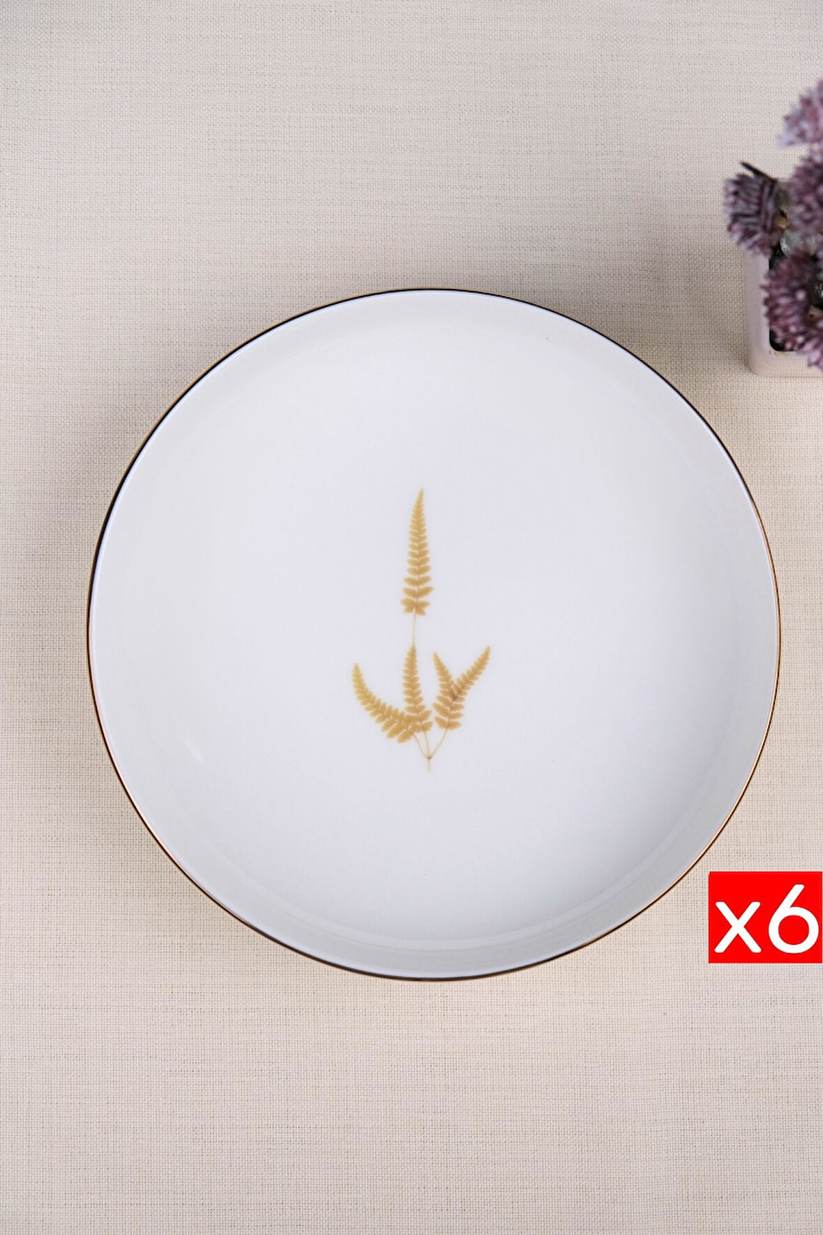 Tabak Evi Porselen Natura Marinum Altın Yaldız Çukur Tabak 18,50cm 6 lı