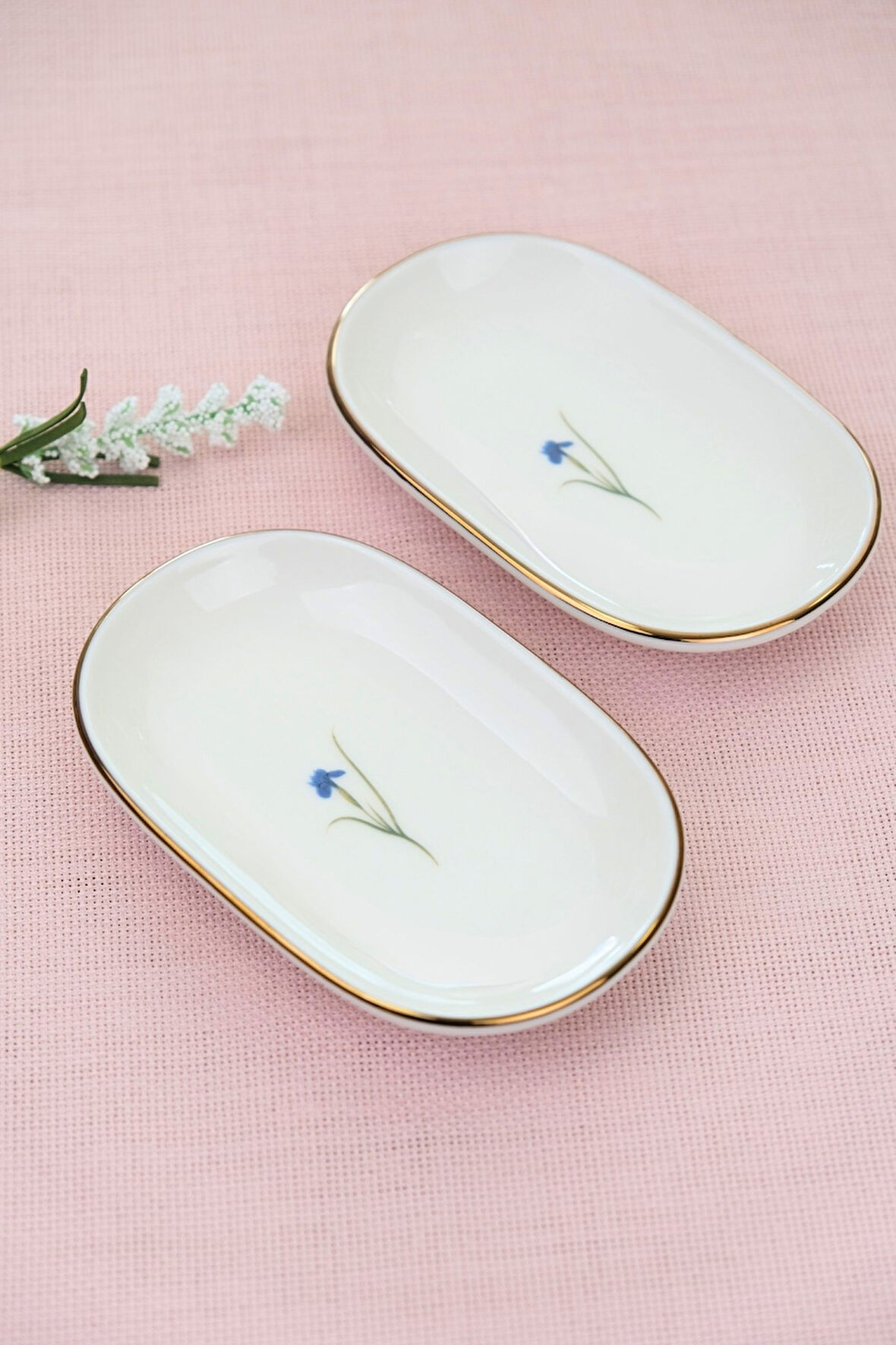 Tabak Evi Porselen Natura İris Altın Yaldızlı Oval Kayık Tabak 13,50x8,50x2,50cm 2 Lİ