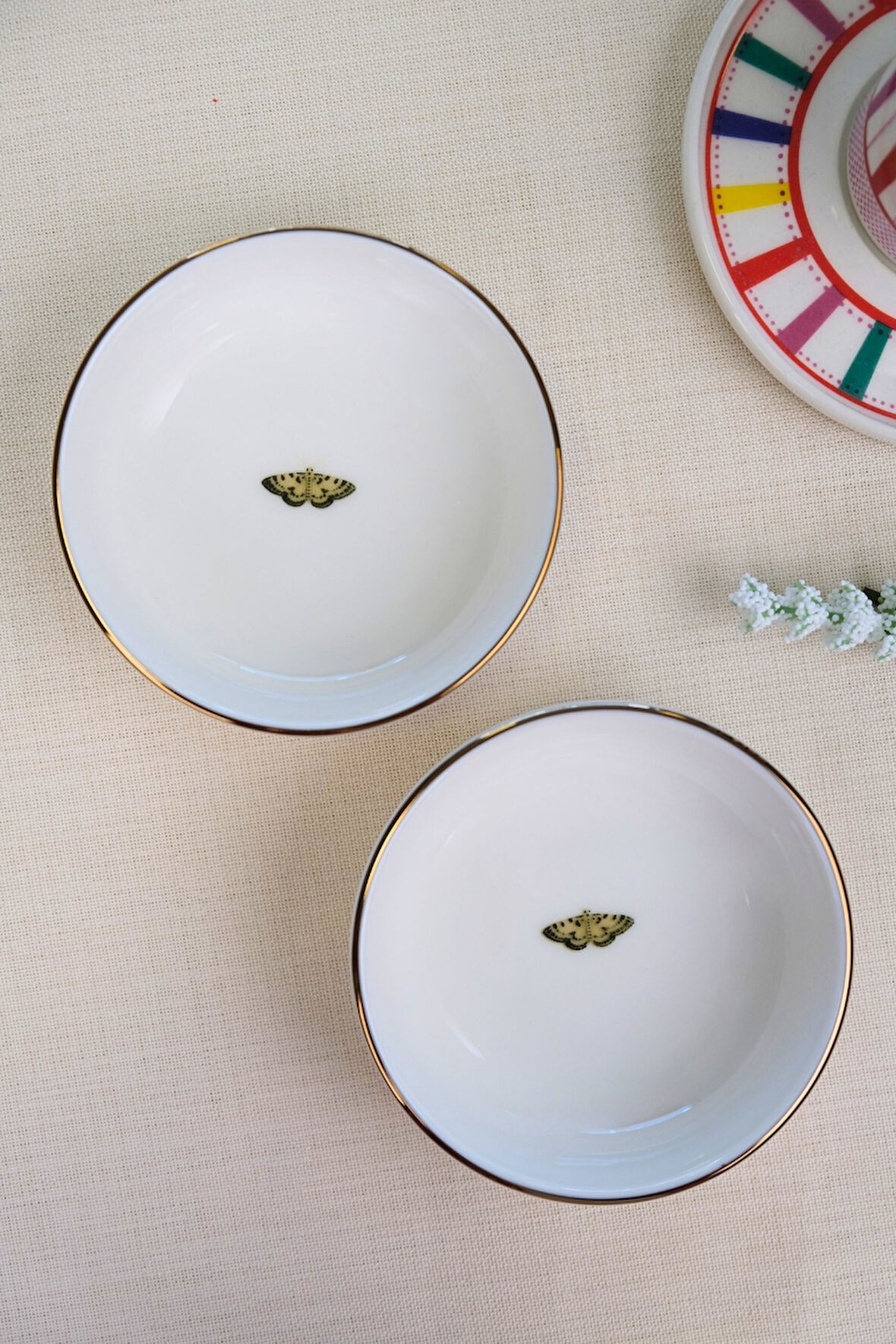 Tabak Evi Kelebek Altın Yaldızlı Kase 10x3cm 150cc 2 Lİ