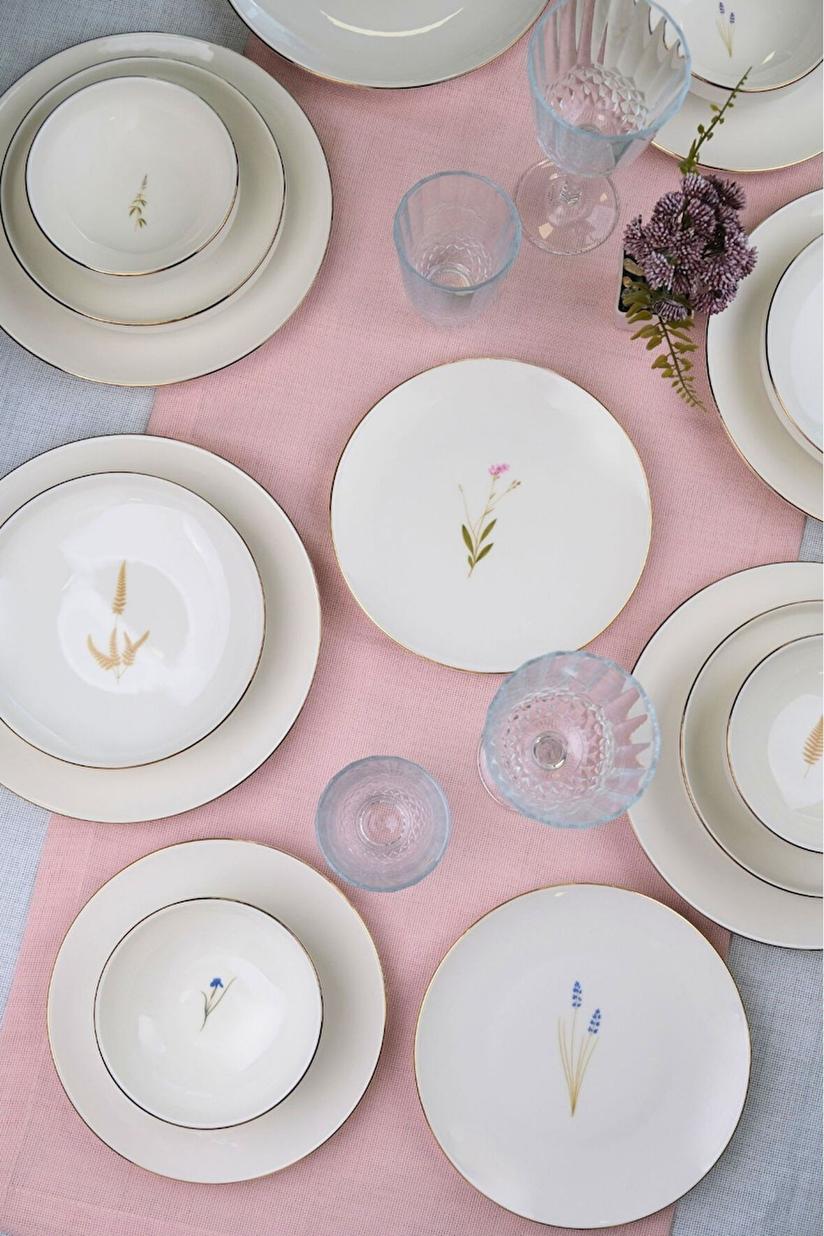 Tabak Evi Porselen Natura Altın Yaldızlı Yemek Takımı 6 Kişilik 24 Parça