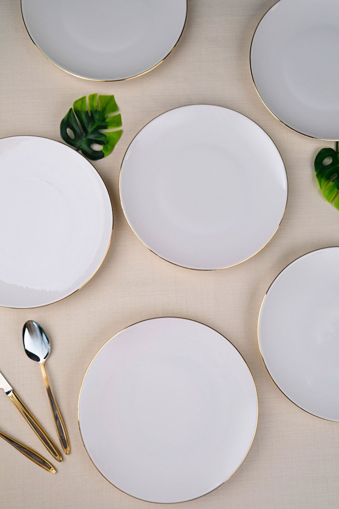 Tabak Evi Porselen Altın Yaldız Pasta Tabağı 20,50cm 6 LI