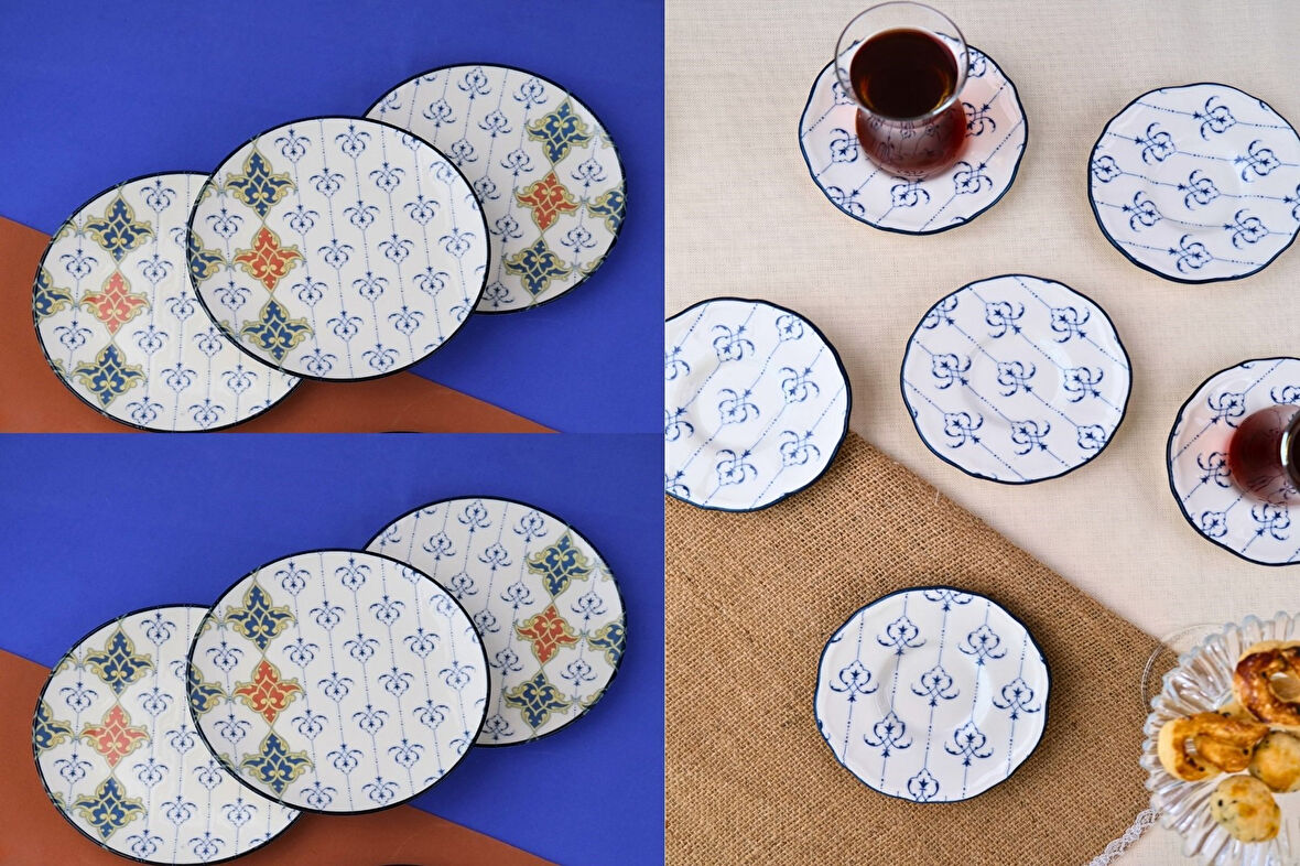 Tabak Evi Porselen Audrey 6 Kişilik Pasta Takımı 20cm ve Çay Tabak Takımı 12cm
