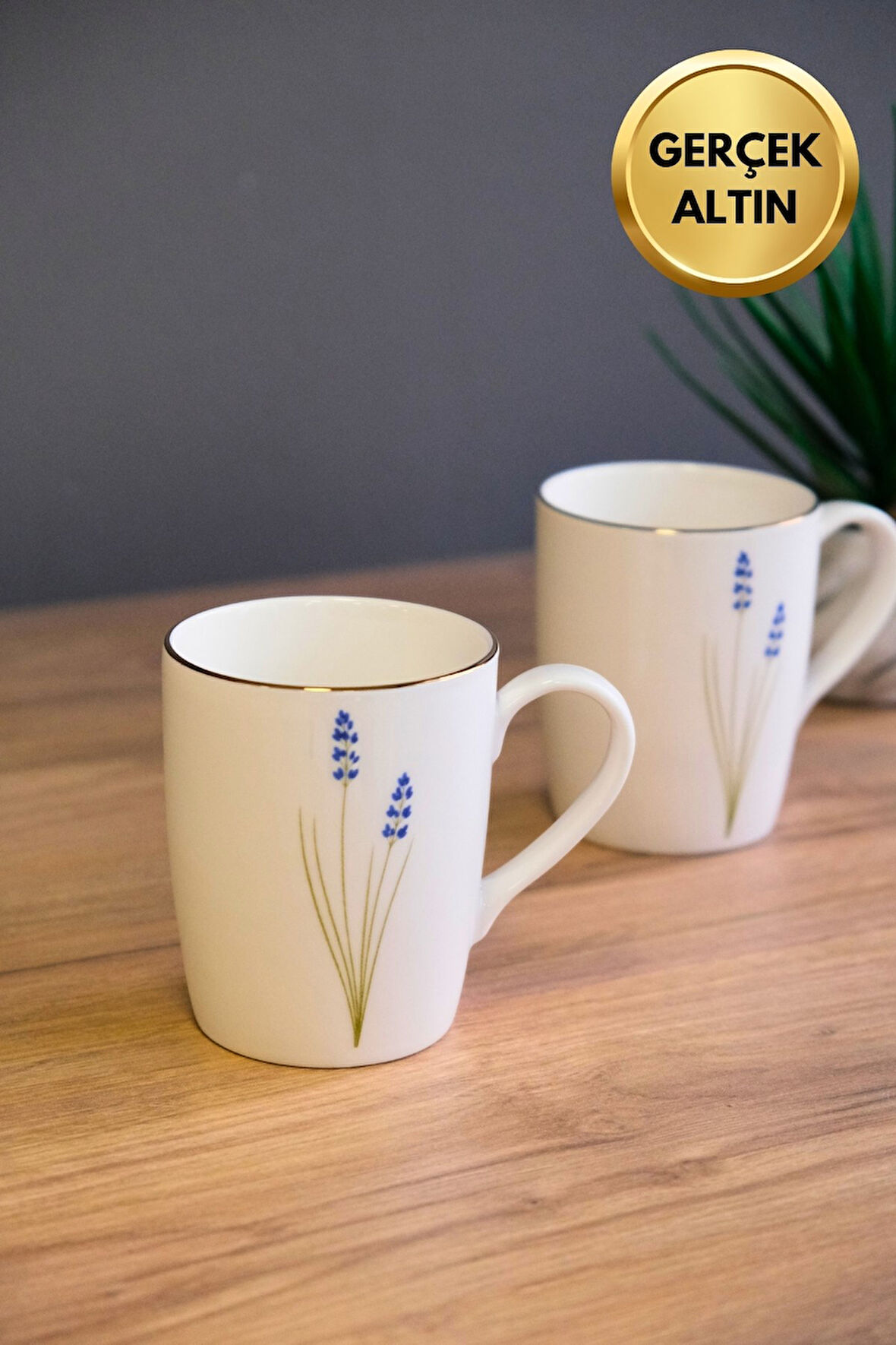 Tabak Evi Porselen Natura Lavanta Kulplu Mug Kupa 9cm 220ml 2 li