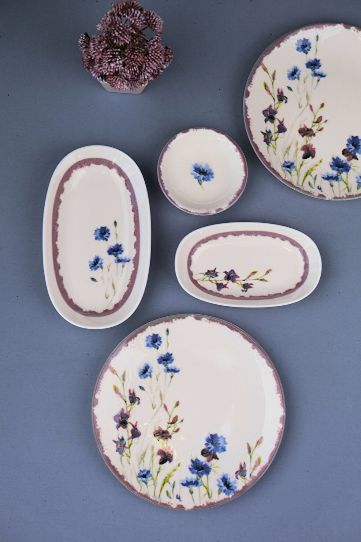 Tabak Evi Porselen Morden Kahvaltı ve İkram Takımı 6 Kişilik 14 Parça