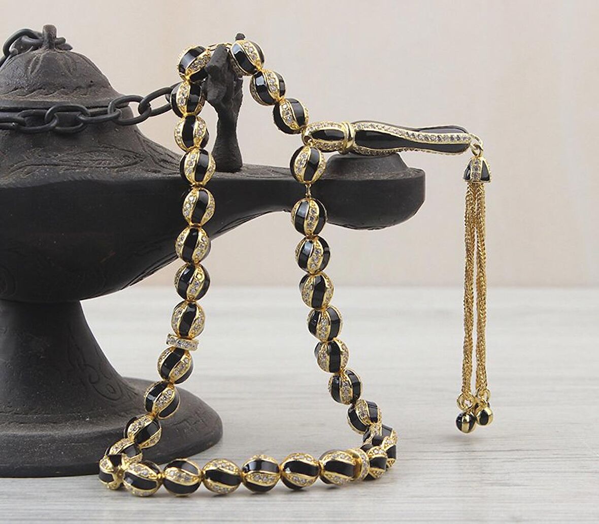 Zirkon Taşlı Mineli 925 Ayar Gümüş Tesbih h932121