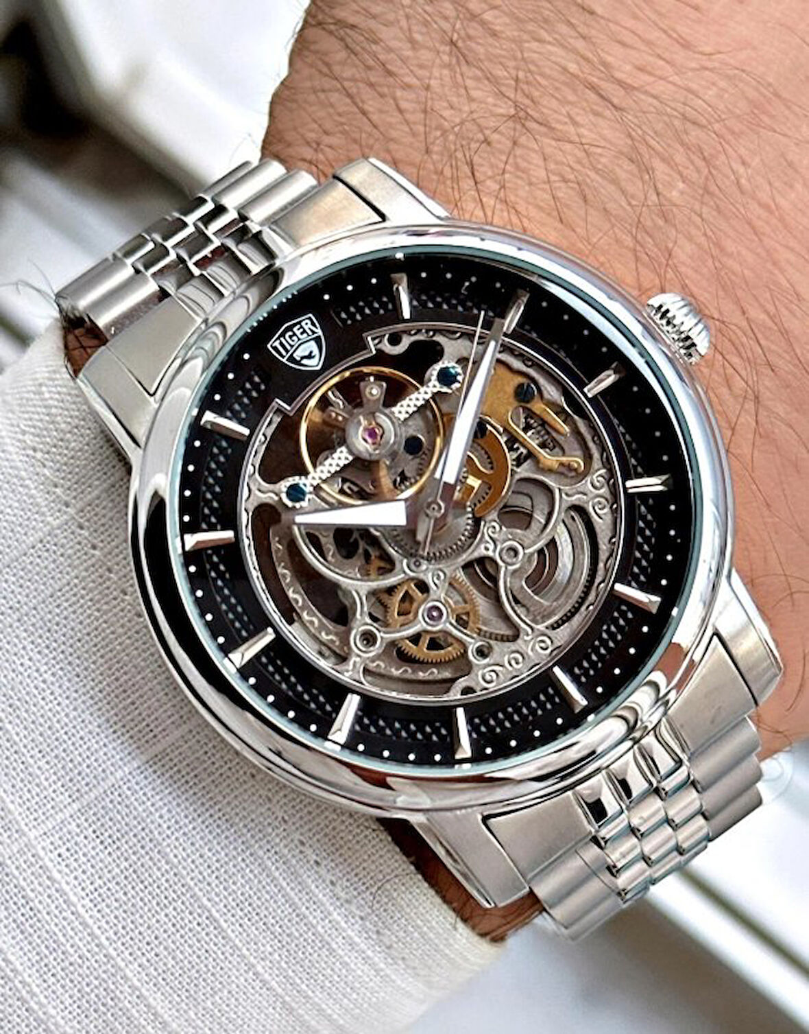 TI-592D TIGER OTOMATİK ÇELİK ERKEK SAATİ