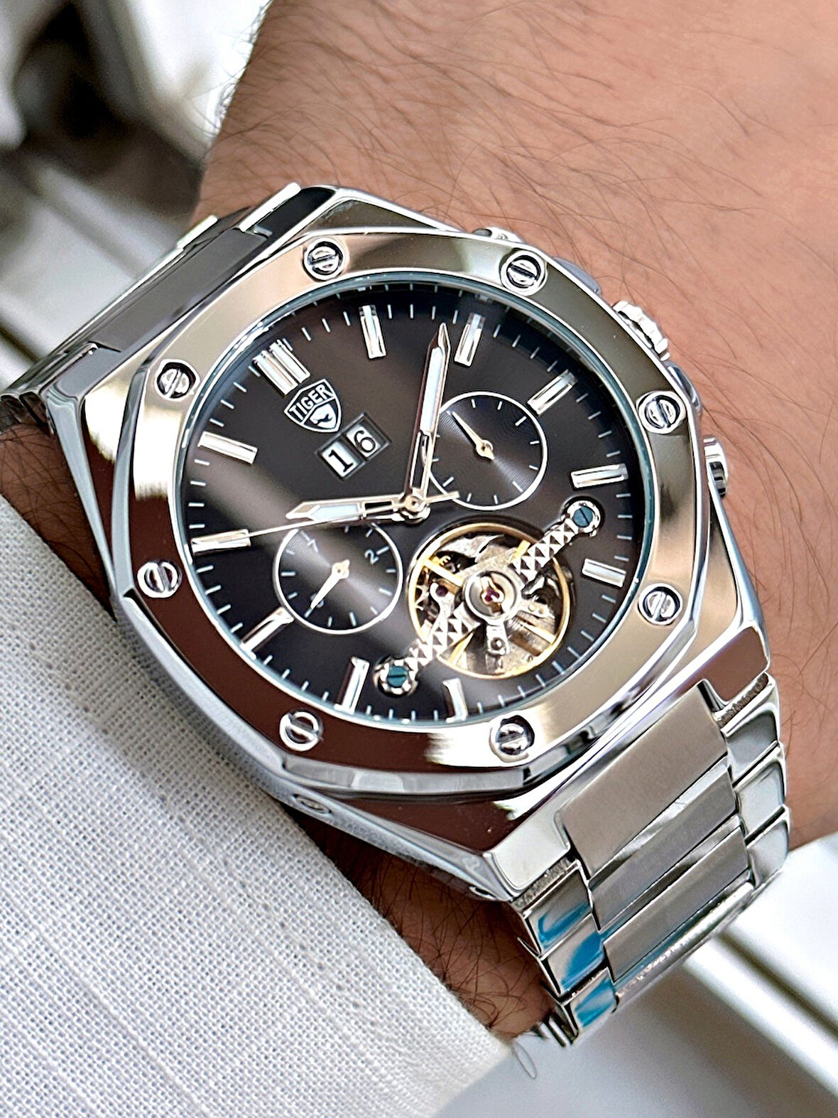 TI-610D TIGER ÇELİK OTOMATİK ERKEK SAATİ