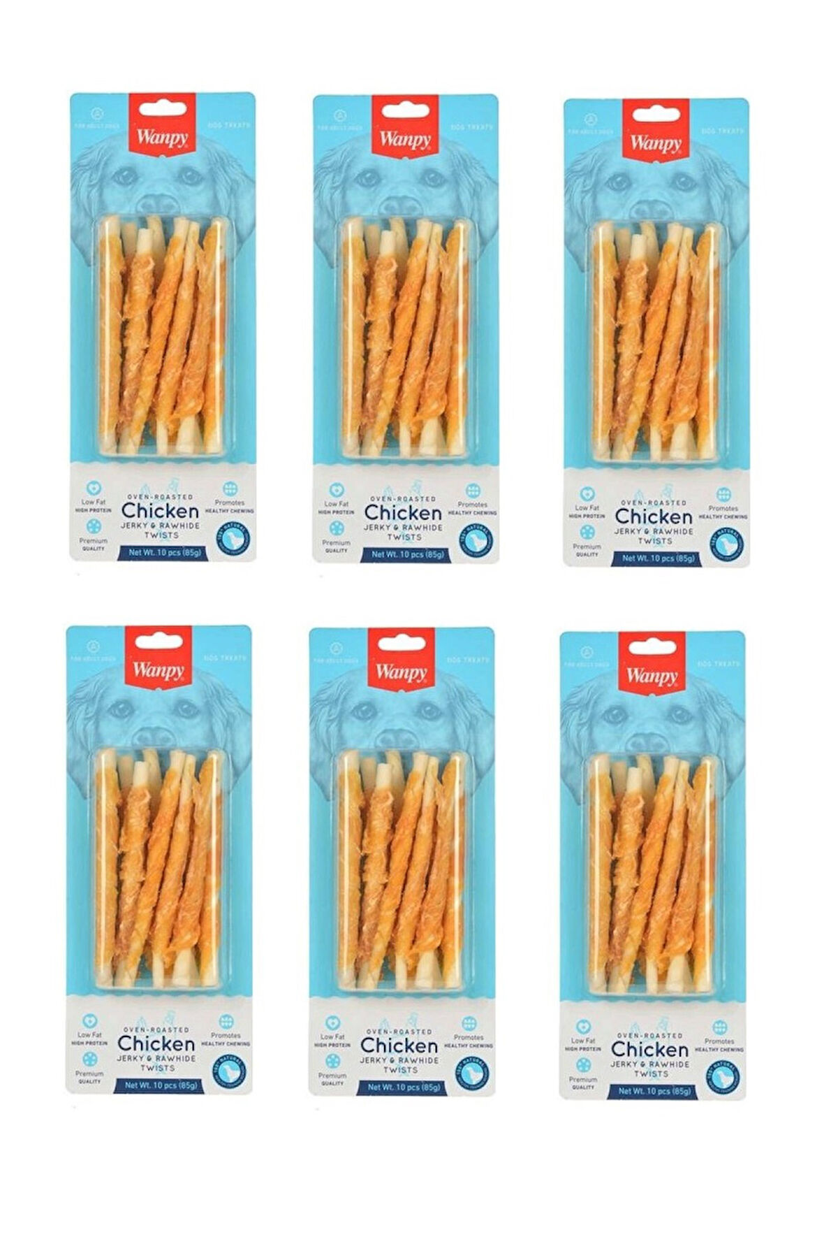 Wanpy Deri Üzerine Tavuk Sarılı Burgu Çubuk  85 Gr. X 6 Adet