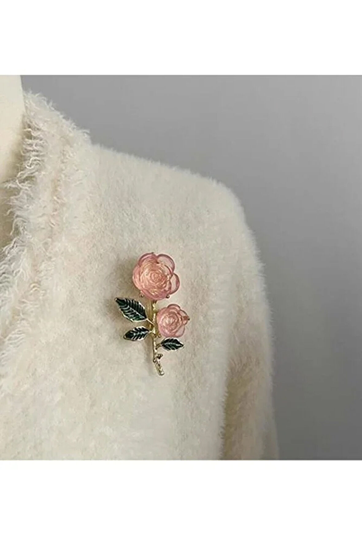 Pembe Masal Gülü Broş-brs-058