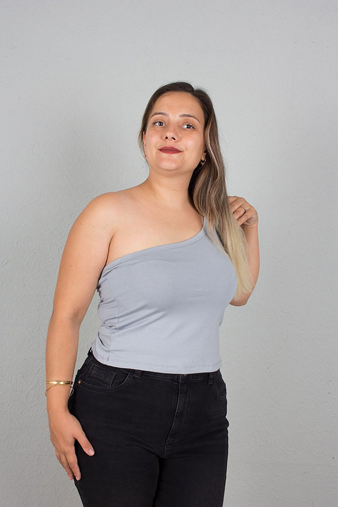 Büyük Beden Kadın Giyim Tek Omuz Body Bluz 