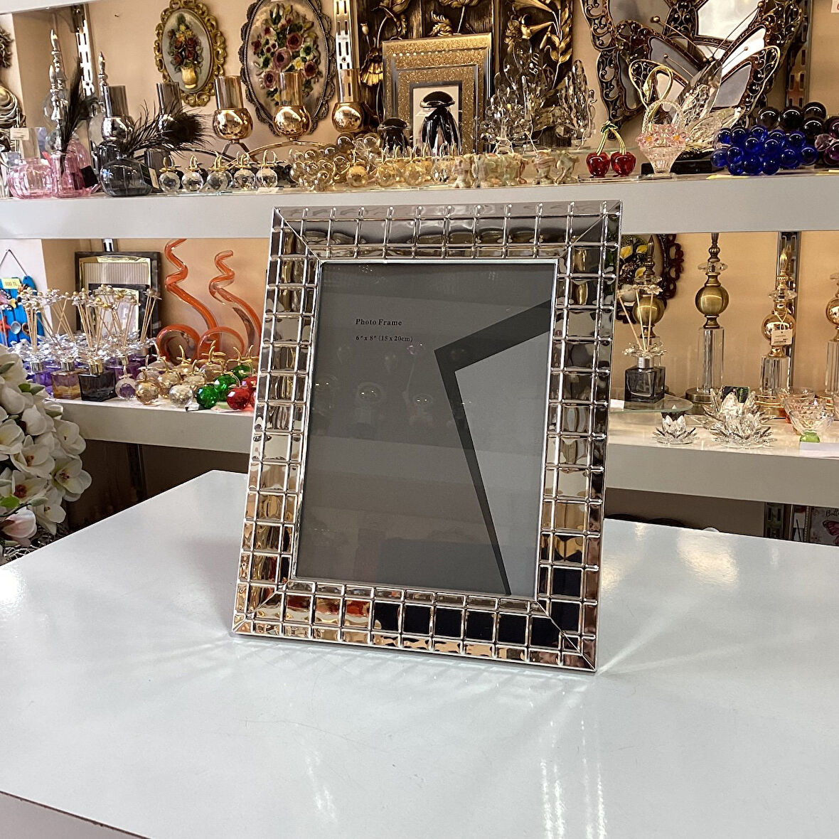 Modern Gümüş Baklava Desen Fotoğraf Çerçevesi 15x20