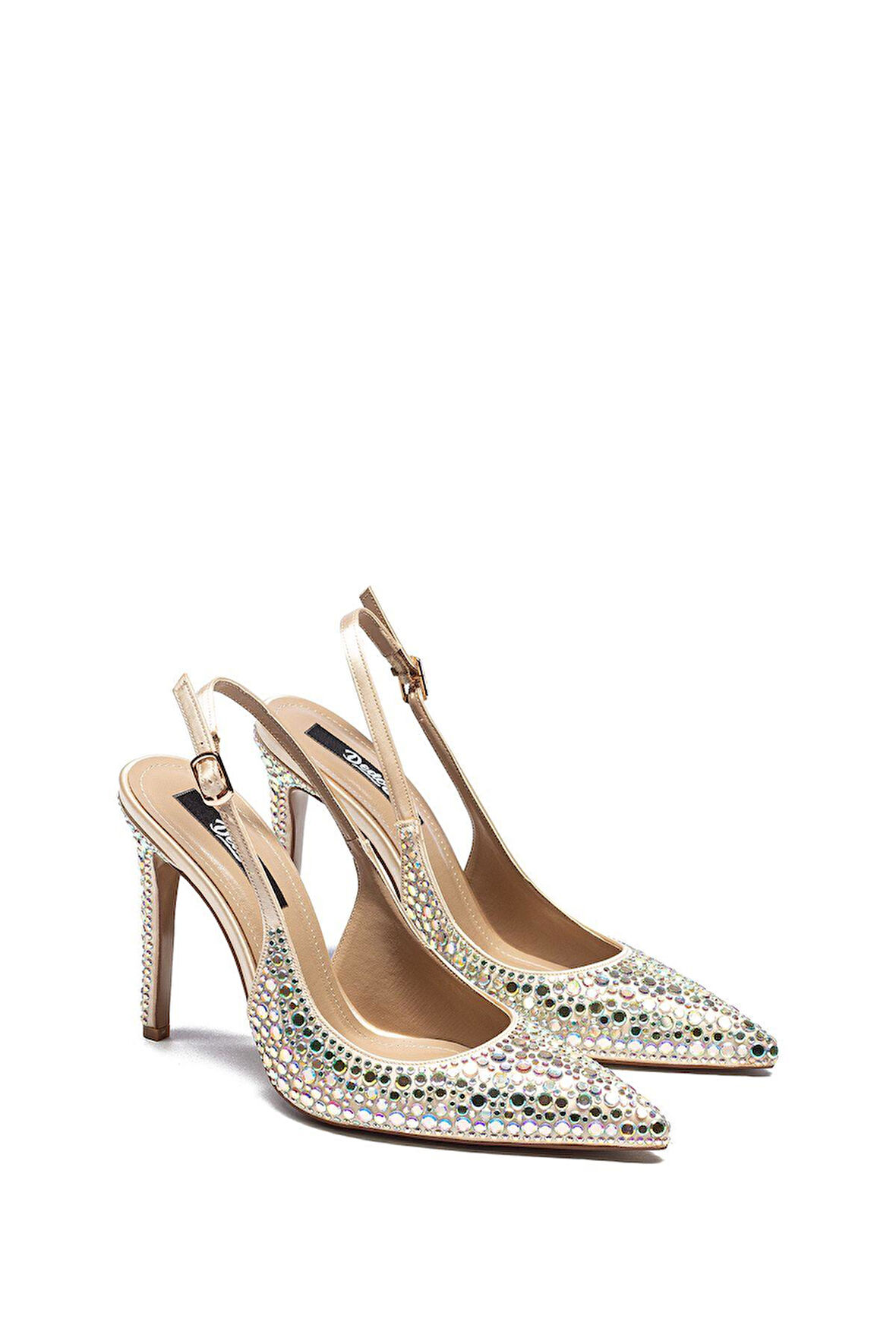 Kadın Stiletto Abiye Taş İşlemeli Sivri Burun Arkası Açık Topuklu Ayakkabı 4150