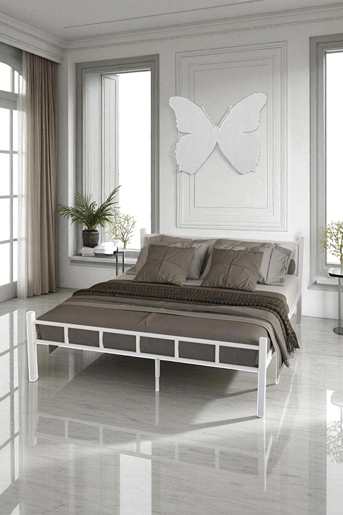 FURSİMO SERENİTA SERİSİ METAL BEYAZ KARYOLA FERFORJE KARYOLA  120X200 