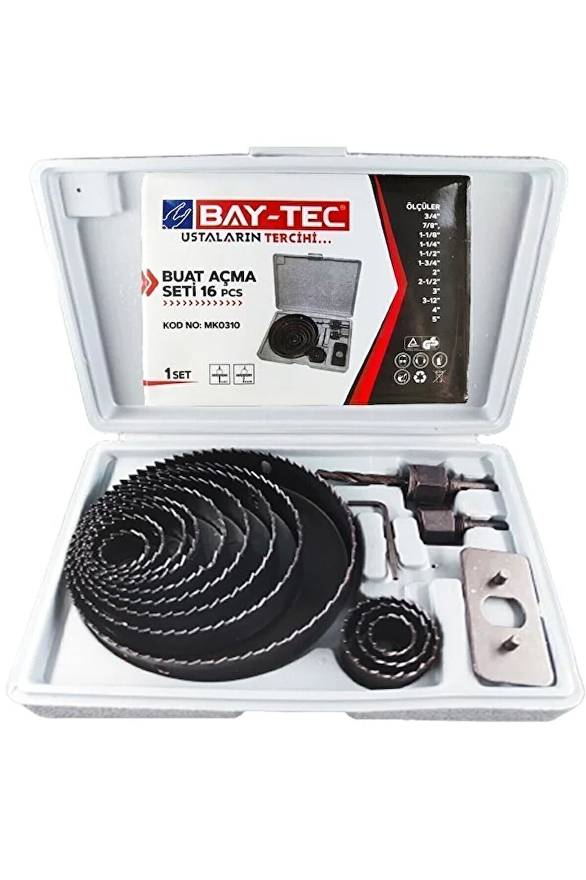 Profesyonel 16 Parça Panç Seti Kartonpiyer Sunta Alçıpan Delici Testere Takımı Kartonpiyer