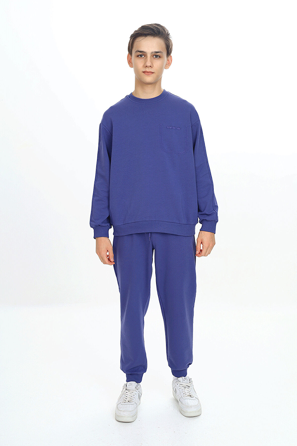 Erkek Çocuk İki İp Bisiklet Yaka Nakışlı Eşofman Takımı