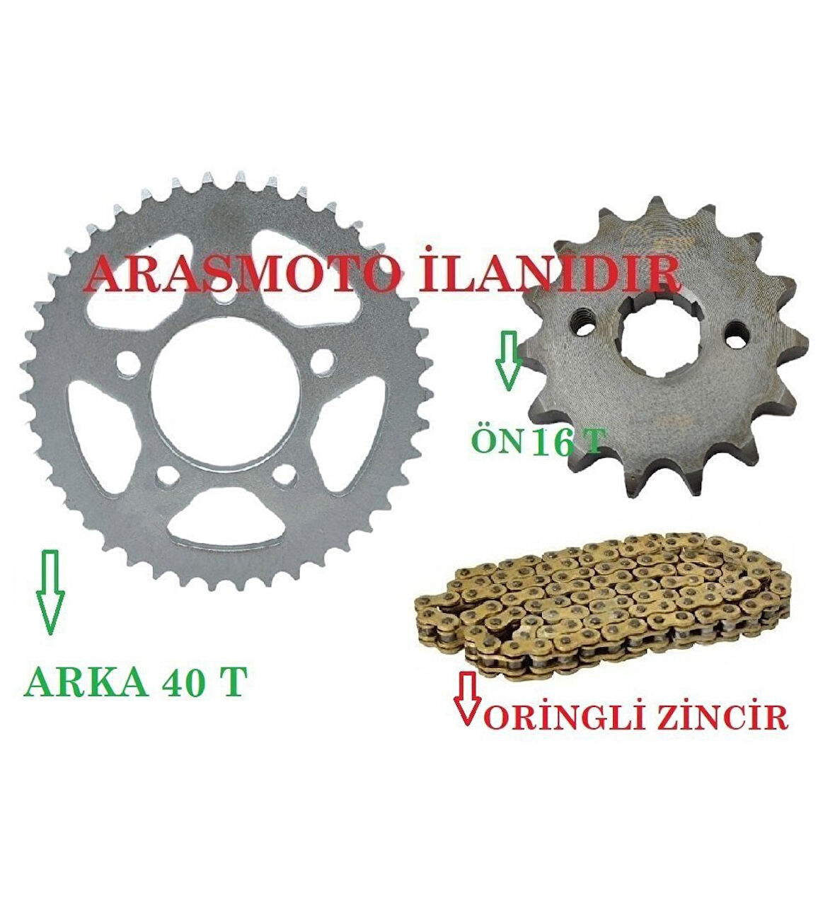 Drift 125 L Performans Zincir Dişli Seti Oringli Zincir Arka 40 Dişli-Ön 16 Dişli Arasmoto