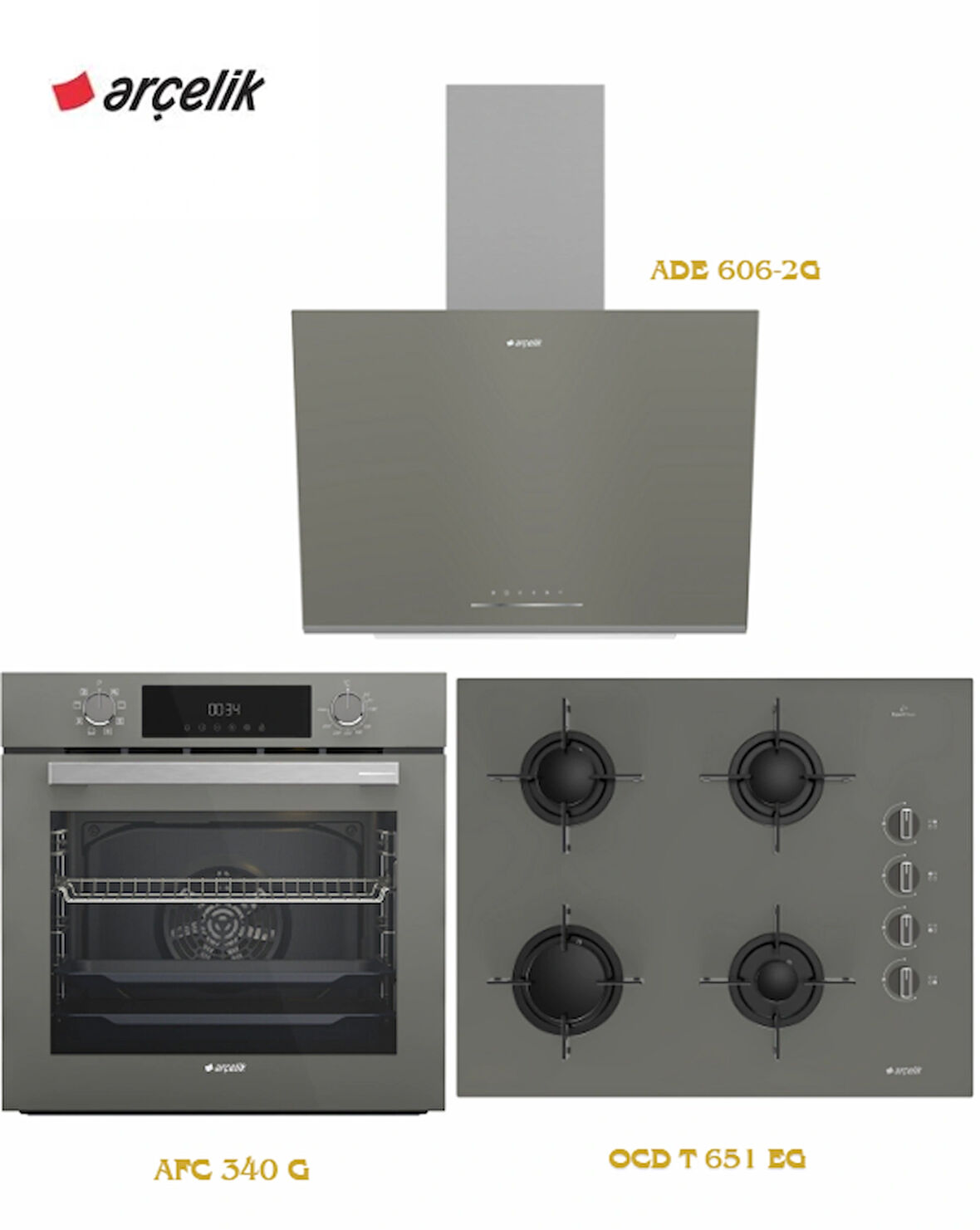ankastre GRİ 3'lü set