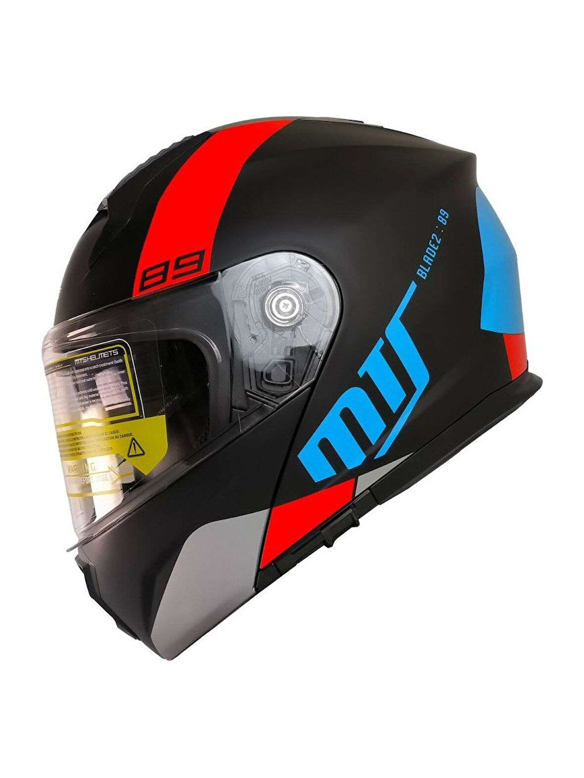 Mts 966 WX89 Çene Açılır Mat Siyah-Kırmızı-Mavi Kask