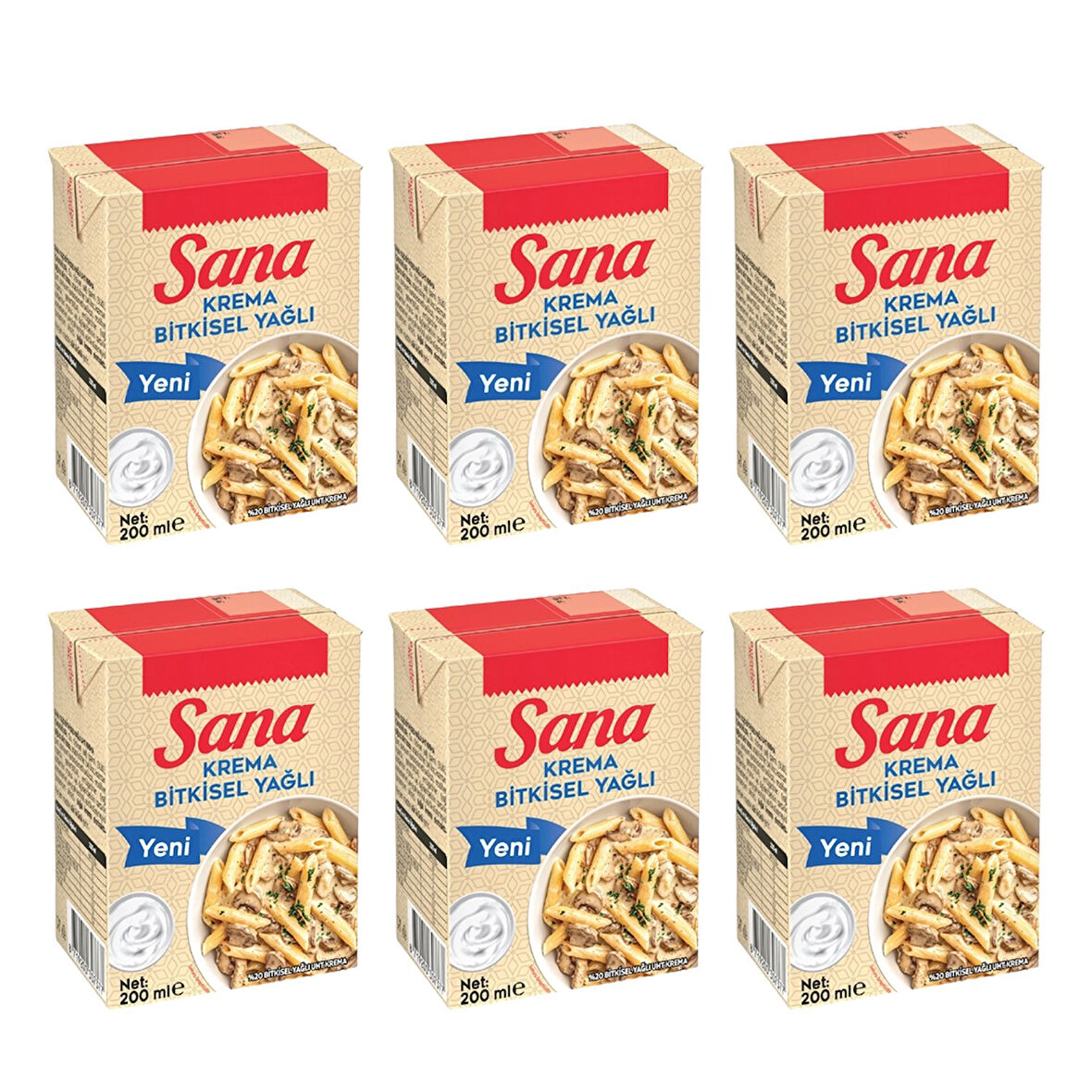 Sana Bitkisel Krema 200 ml x 6 Adet