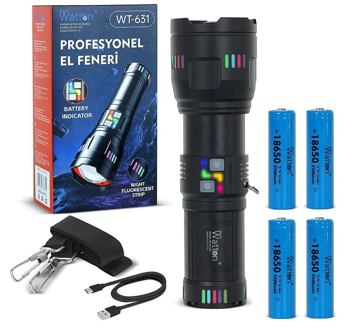 Watton Wt-631 30000 Lümen Lazer Etkili El Feneri