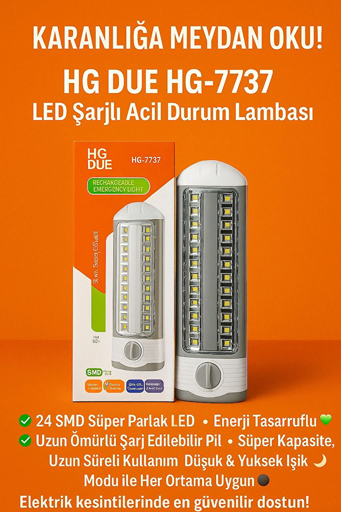 Led Şarjlı Acil Durum Lambası 24SMB POWER 