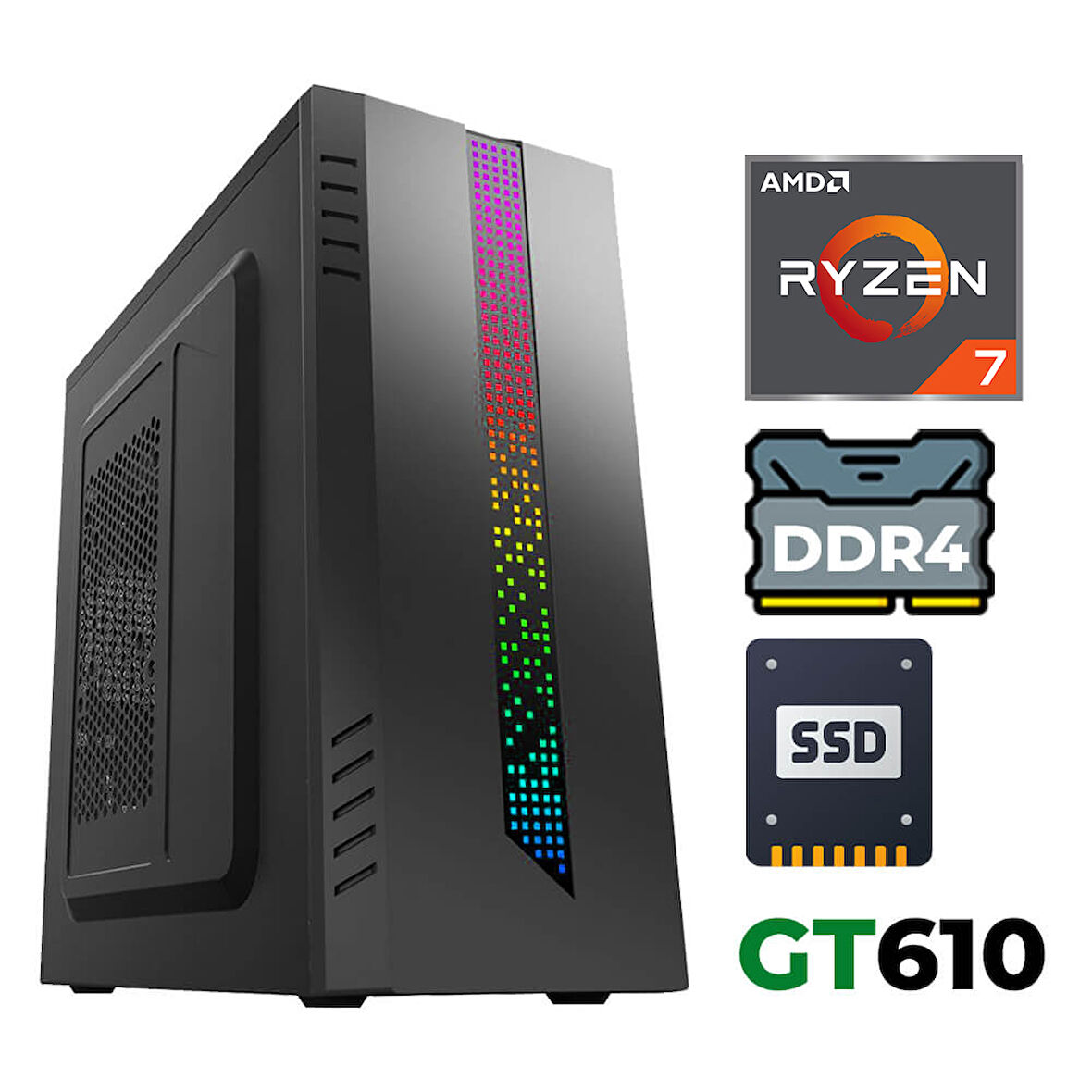 Xaser Xsr1216 Ryzen 7 5700X 32GB Ram 2TB M.2 nvmE SSD 2GB GT610 Ultra Performanslı Ofis Bilgisayarı