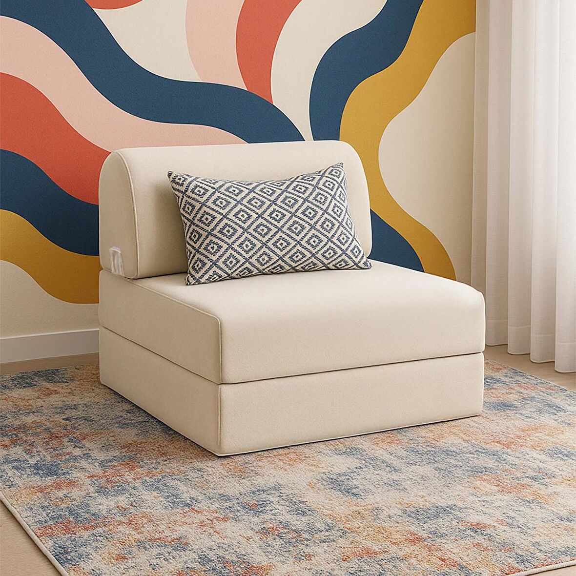 Magic Tek Kişilik Katlanır Yataklı Koltuk-Bej