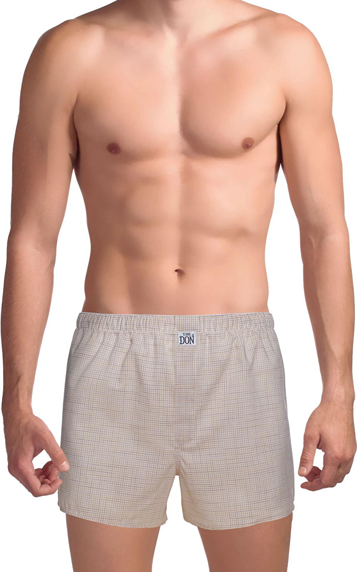 The DON Poplin Erkek Boxer Bej Ekose