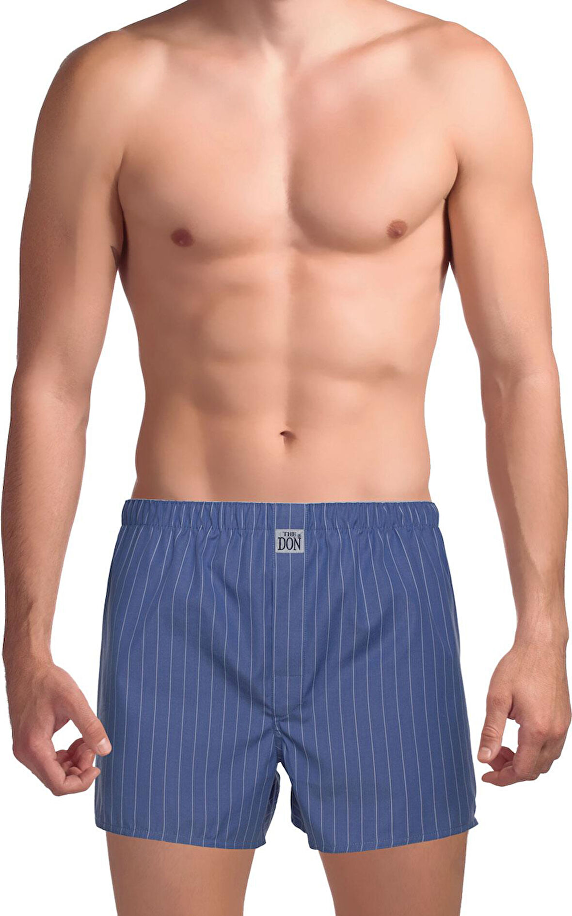 The DON Poplin Erkek Boxer Fırtına Mavisi Çizgili