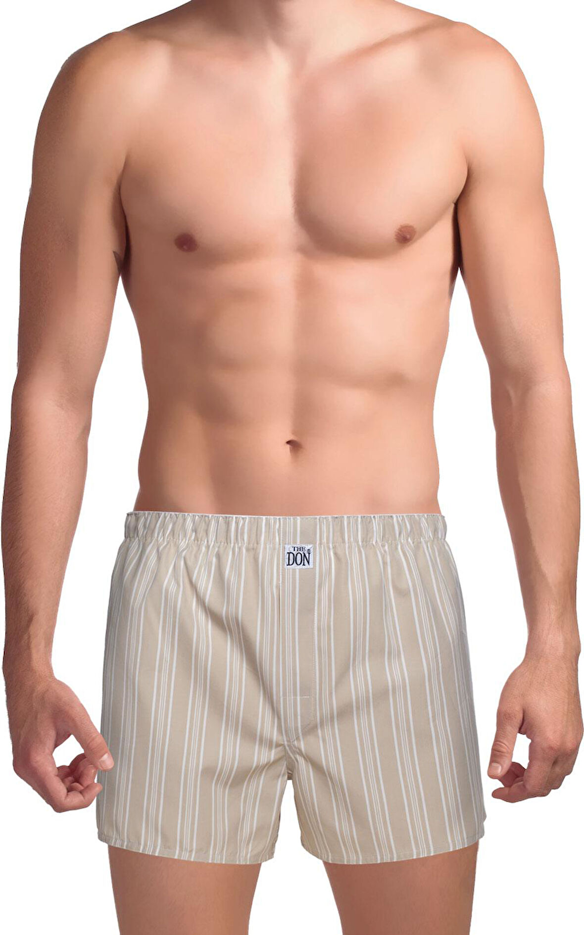 The DON Poplin Erkek Boxer Latte Çizgili