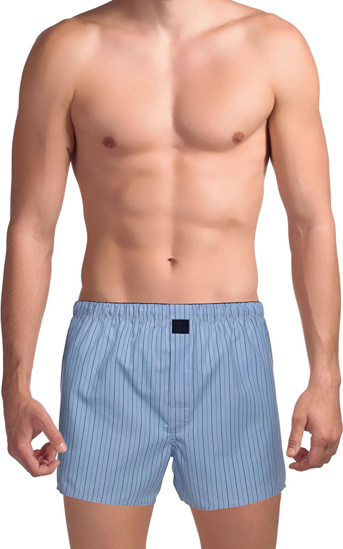 The DON Poplin Erkek Boxer Gök Mavisi Çizgili