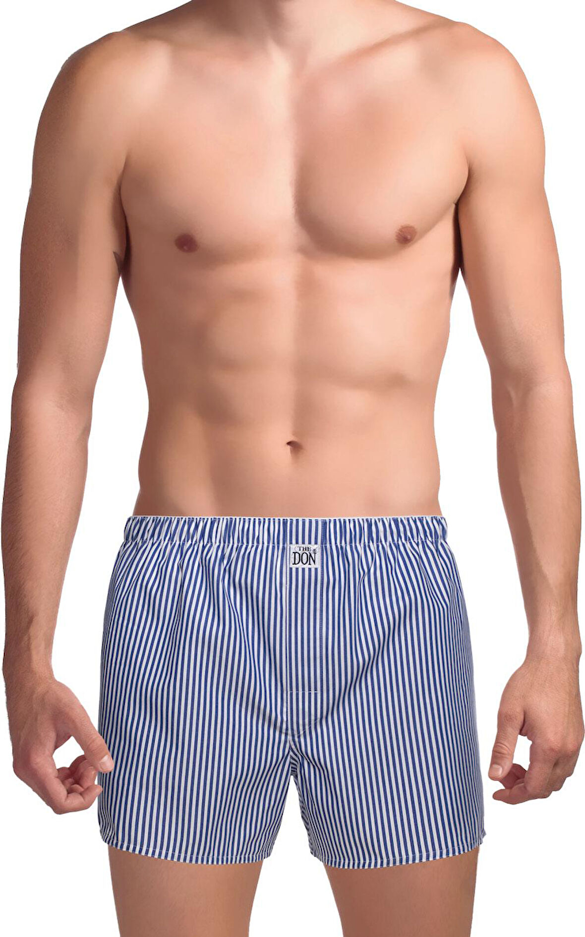 The DON Poplin Erkek Boxer Mavi Atlas Çizgili